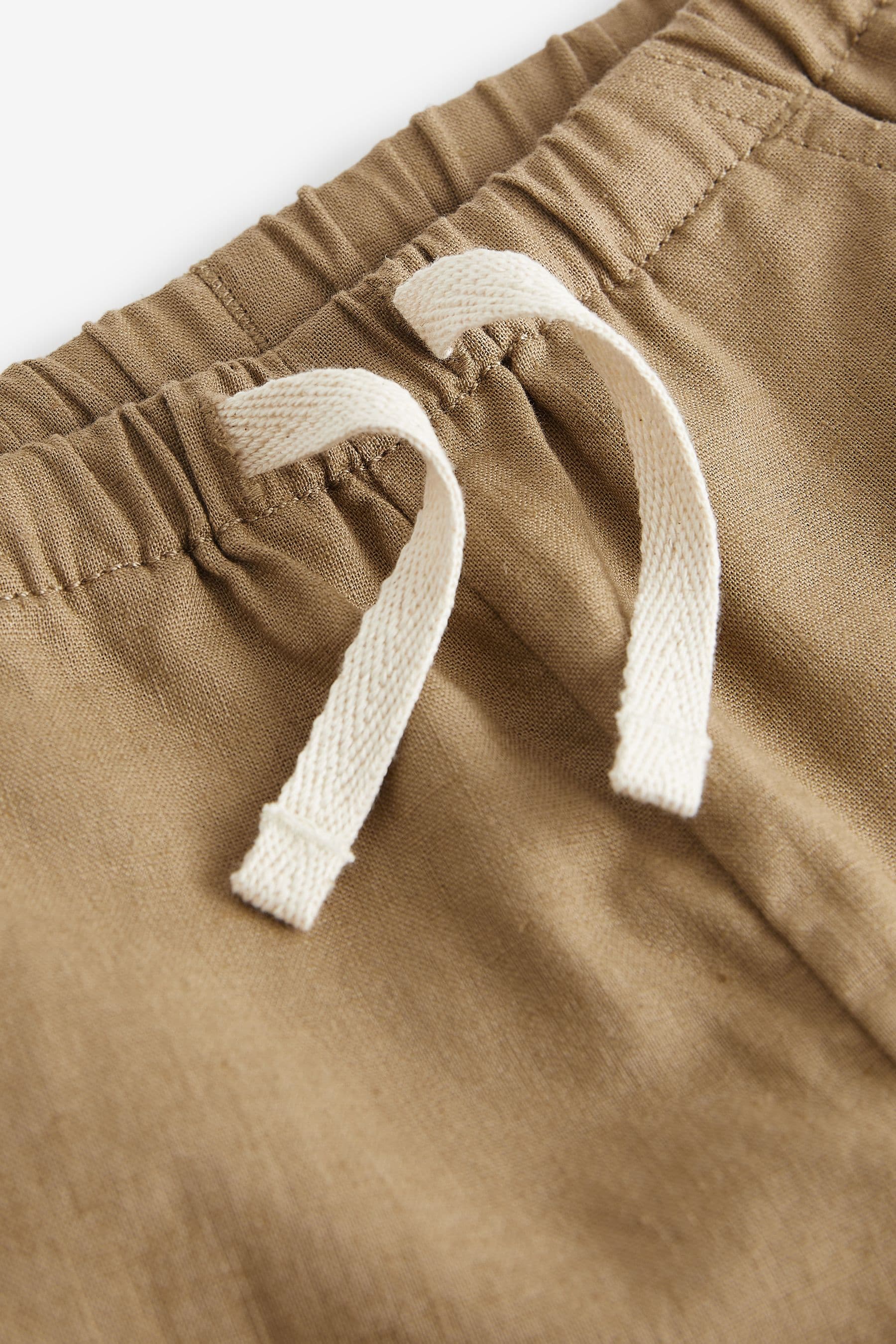 Tan Brown Linen Blend Pull-On Shorts (3mths-7yrs)