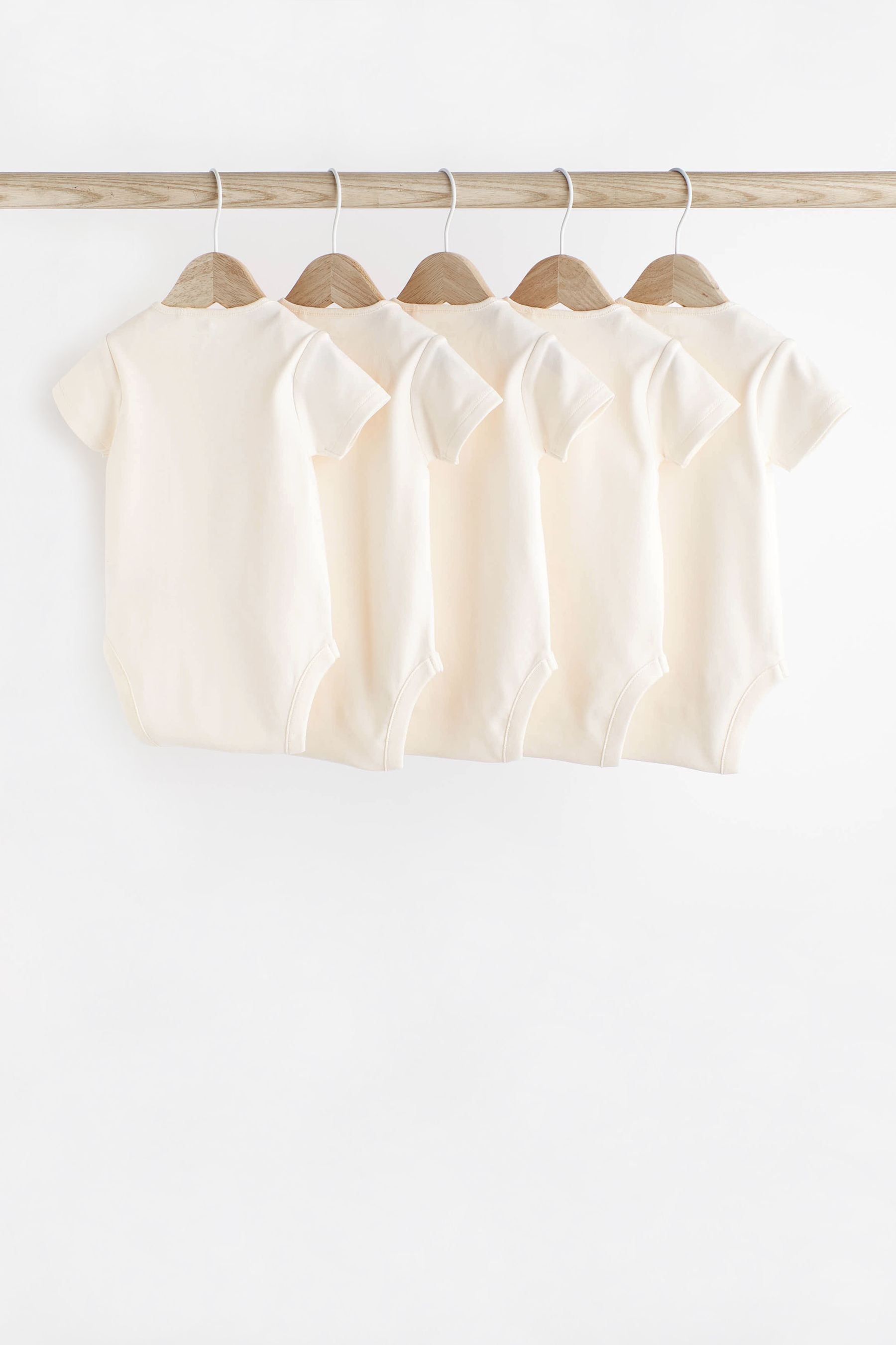 Cream Essential Baby Short Sleeve Bodysuits 5 Pack