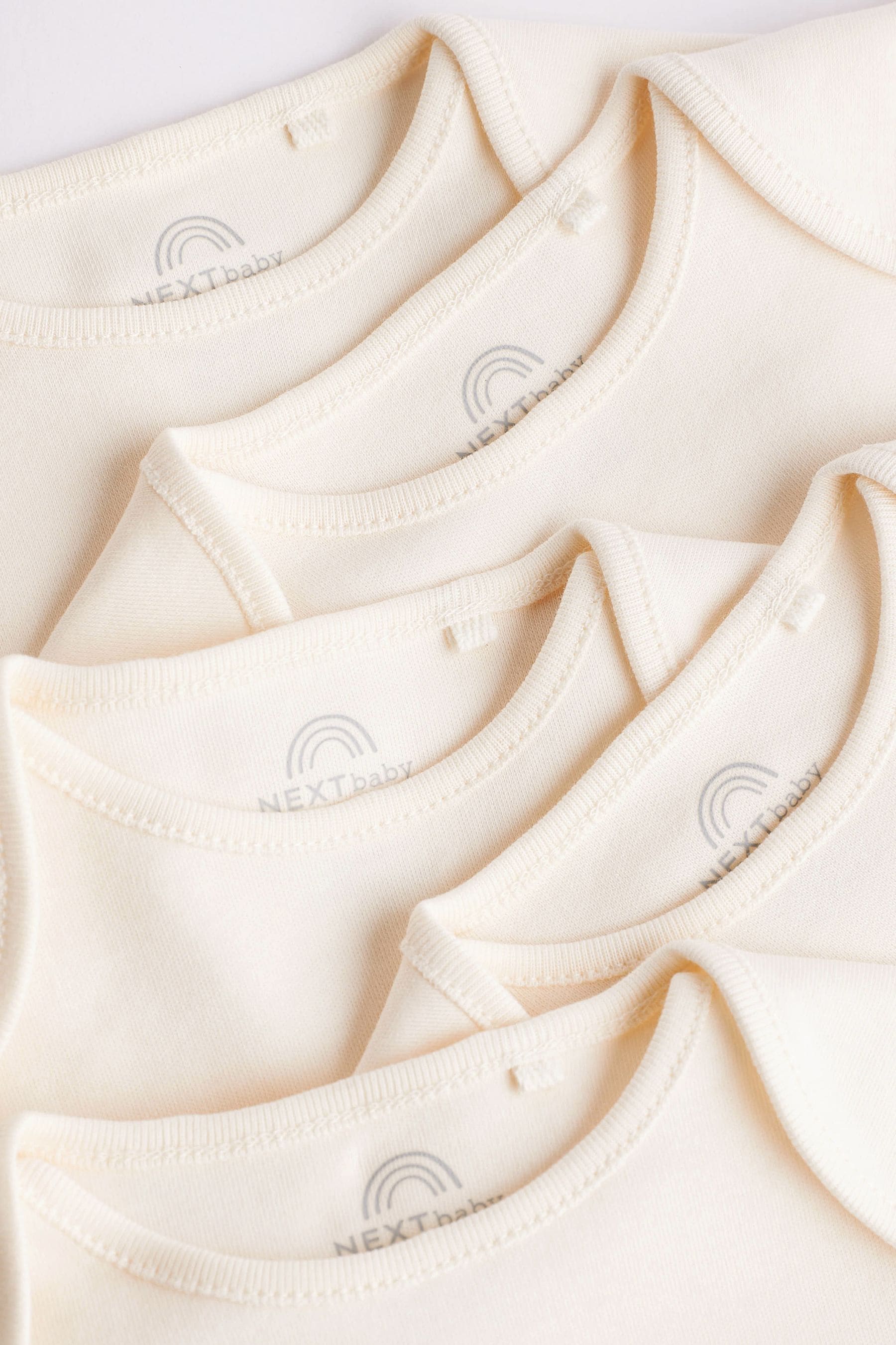 Cream Essential Baby Short Sleeve Bodysuits 5 Pack