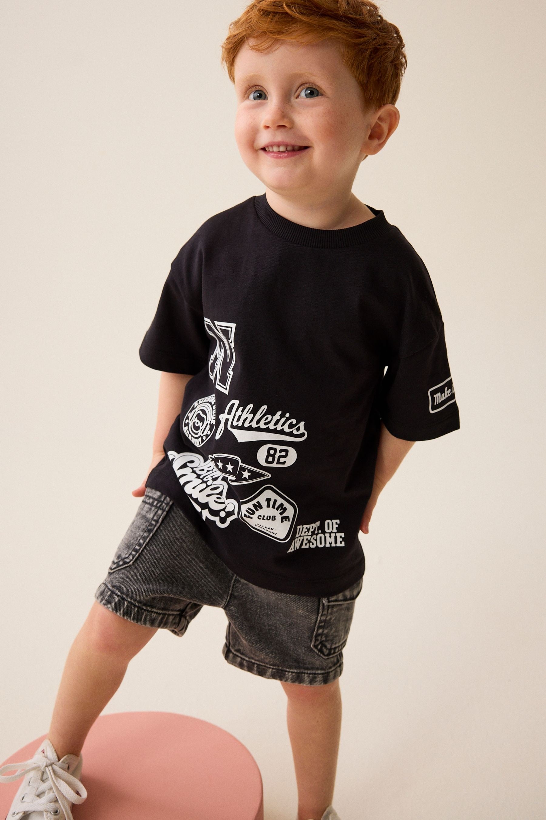 Black Badges Short Sleeve Varsity T-Shirt (3mths-7yrs)