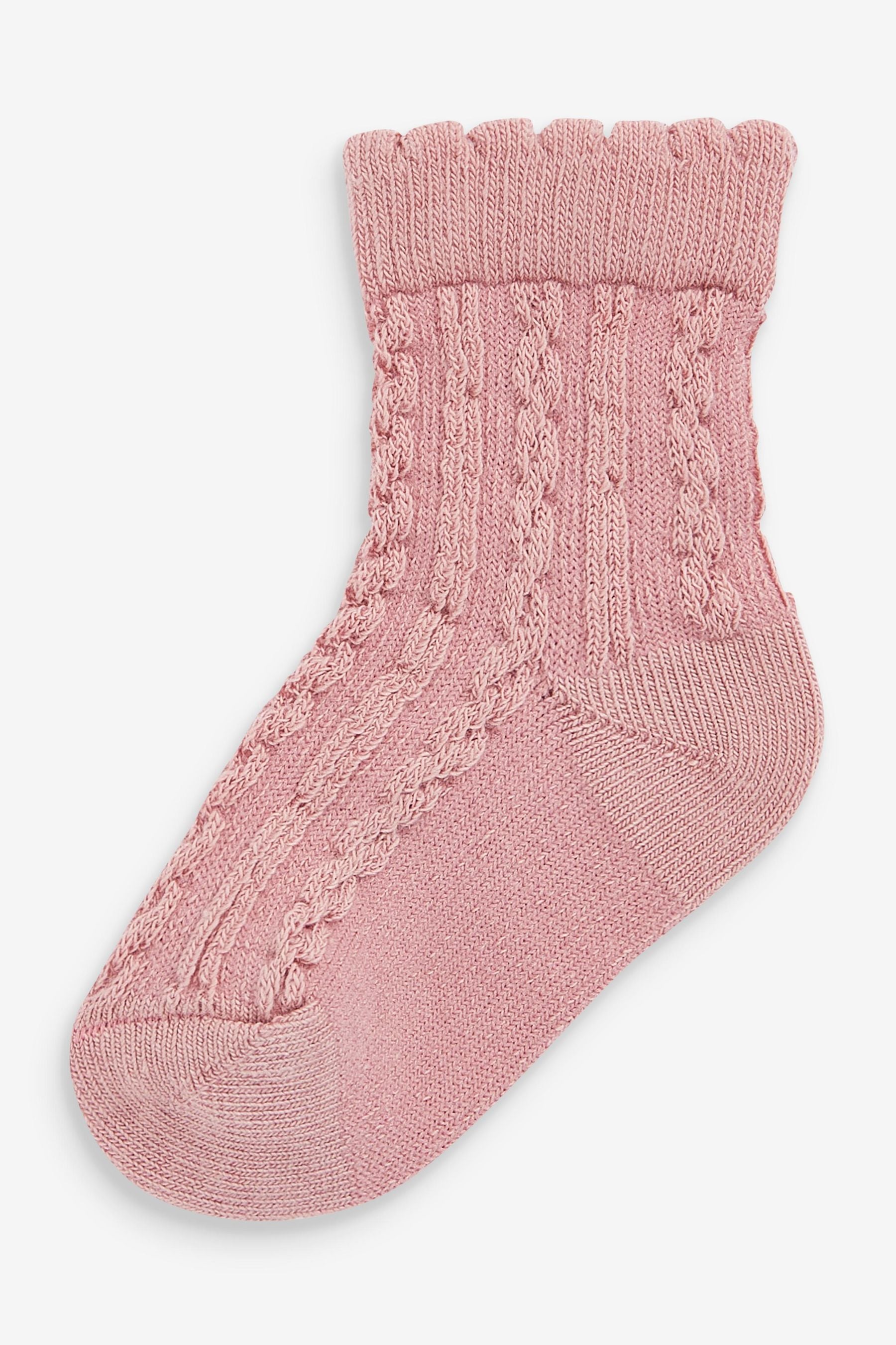 Pink Knit Baby Cable Socks 7 Pack (0mths-2yrs)