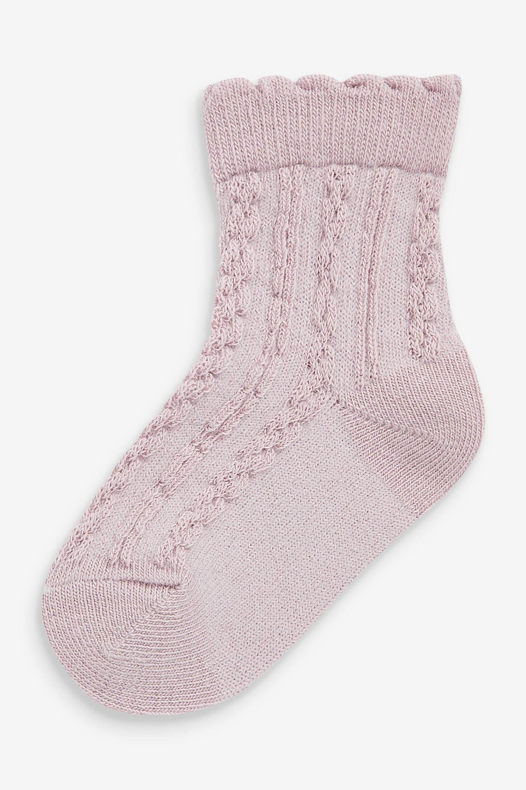 Pink Knit Baby Cable Socks 7 Pack (0mths-2yrs)