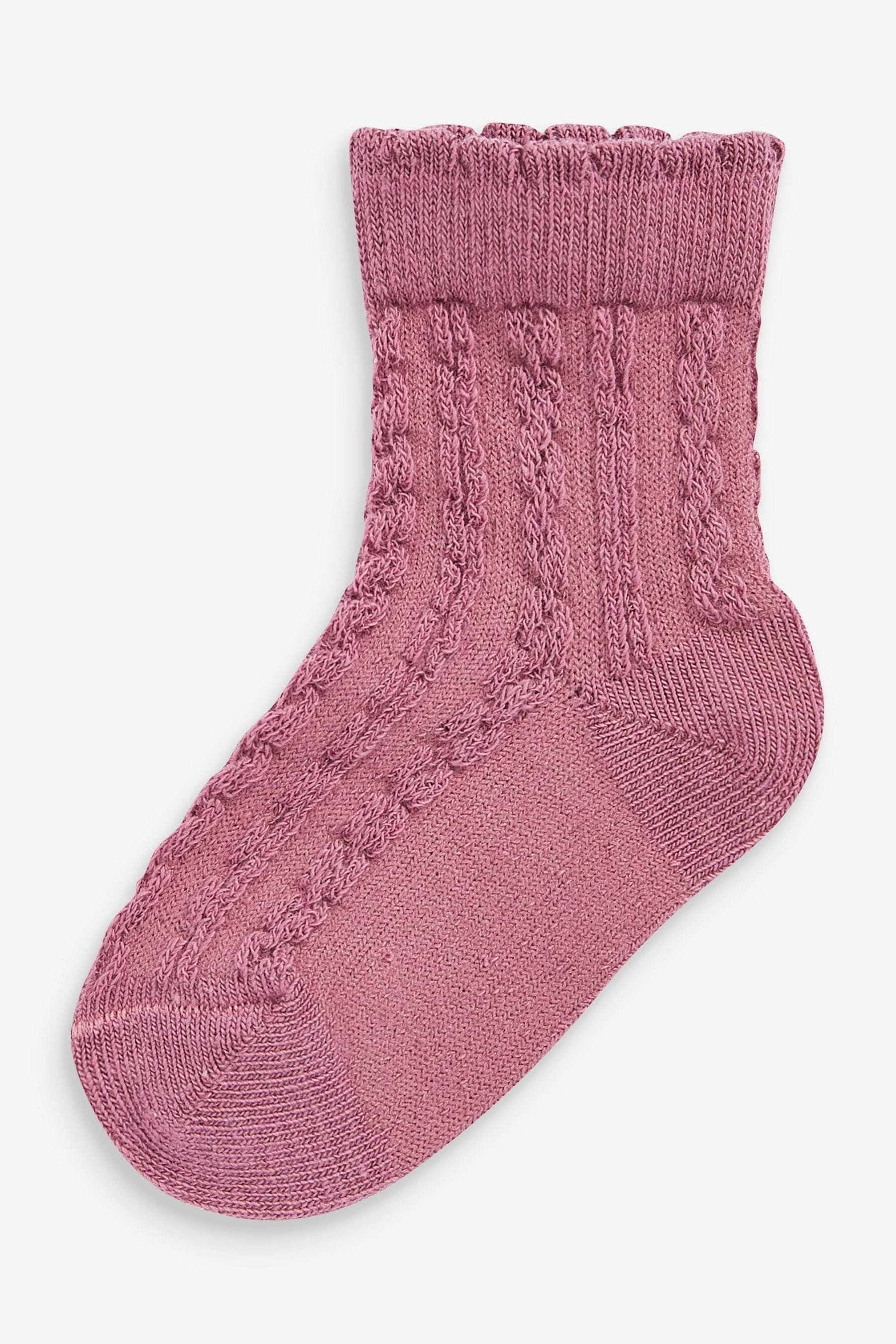 Pink Knit Baby Cable Socks 7 Pack (0mths-2yrs)