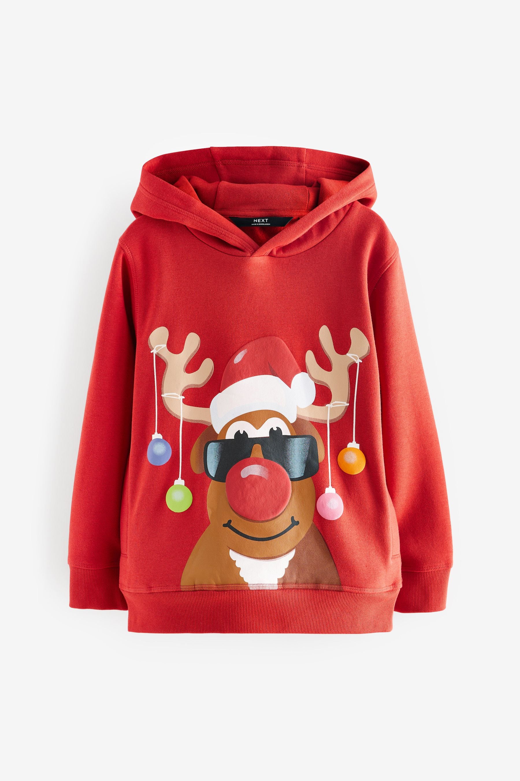 Red Reindeer Christmas Hoodie (3-16yrs)