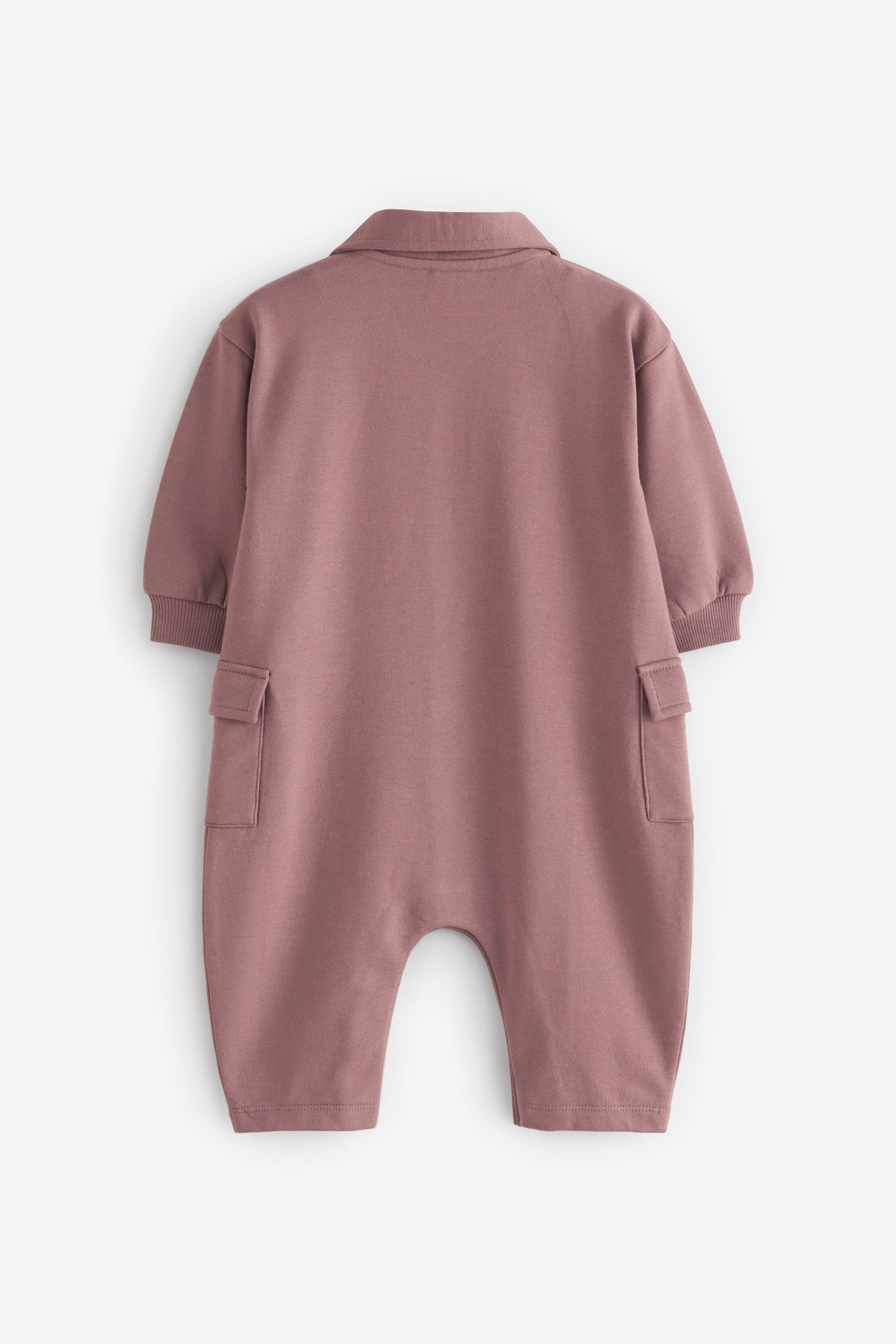 Mauve Purple Utility Cosy Sweat Jersey Baby Romper