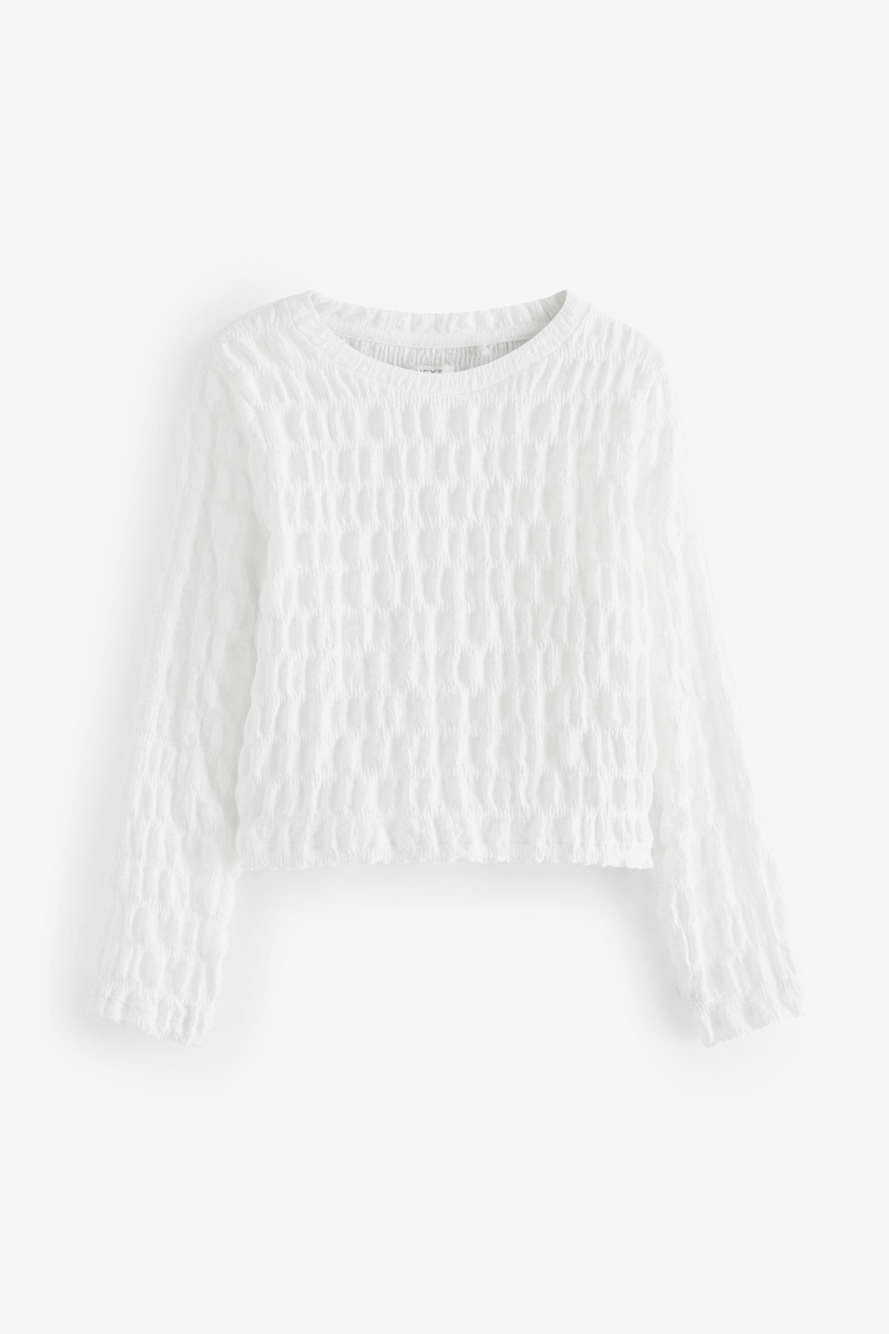 White Long Sleeve Textured T-Shirt (3-16yrs)