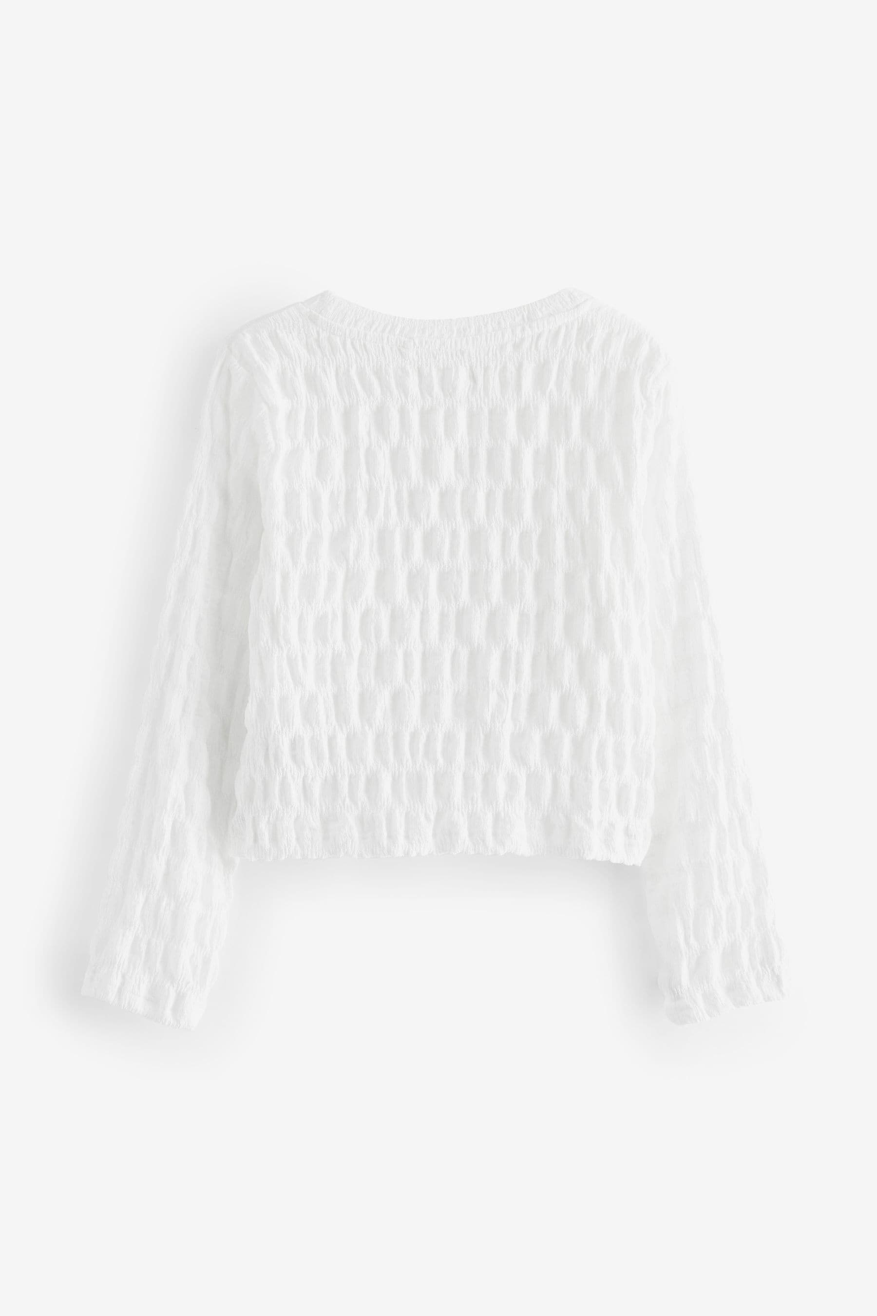 White Long Sleeve Textured T-Shirt (3-16yrs)