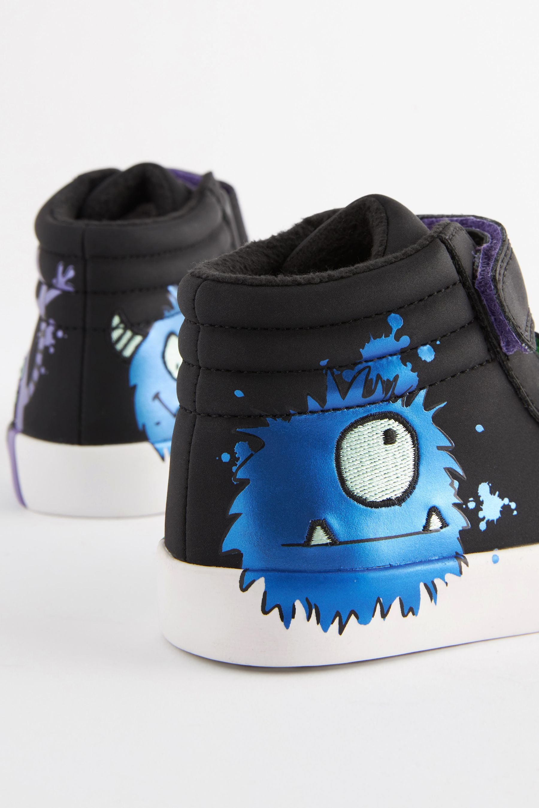 Black Glow In The Dark Monster Warm Lined Touch Fastening Boots