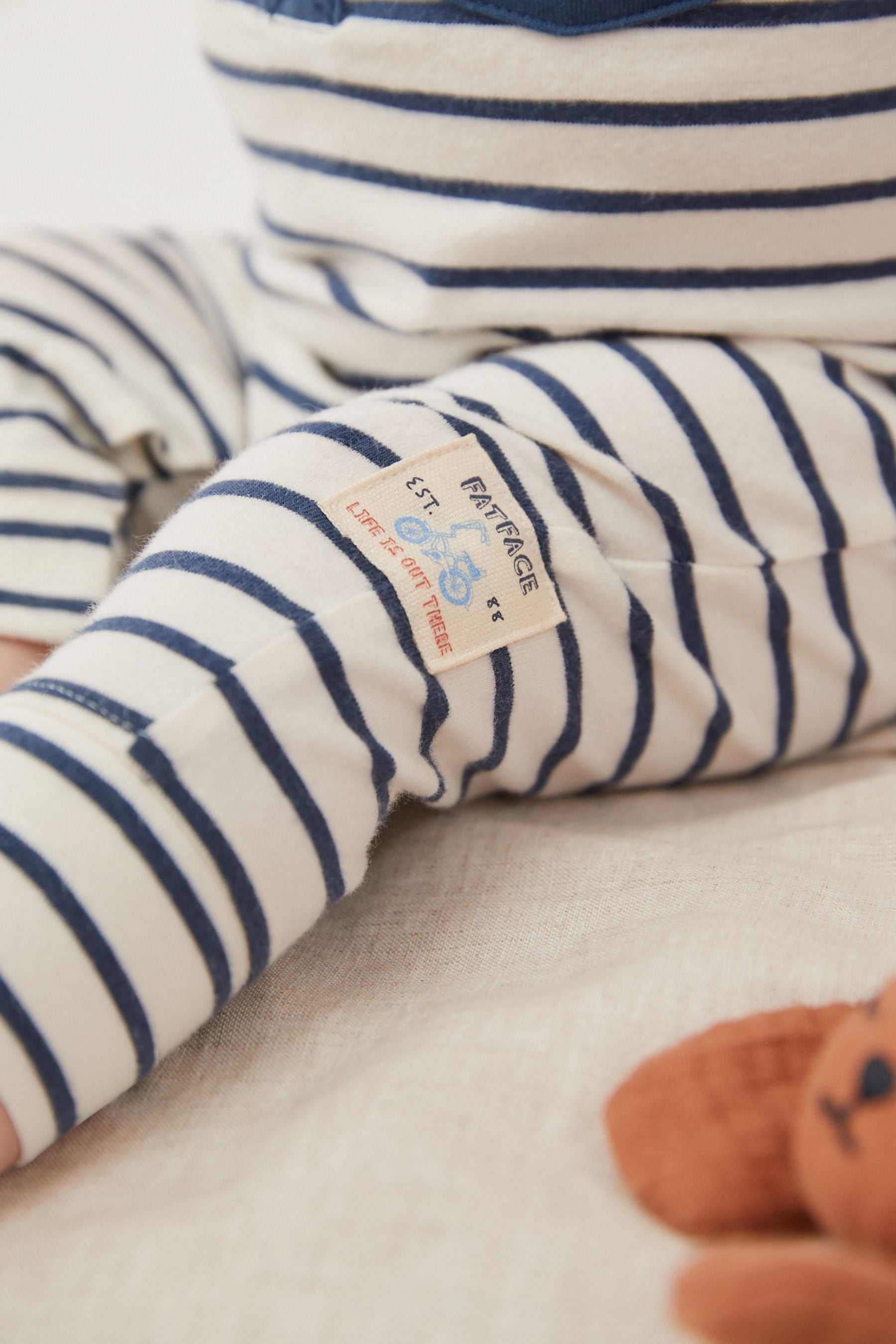 FatFace Baby Navy/White Crew Stripe Romper