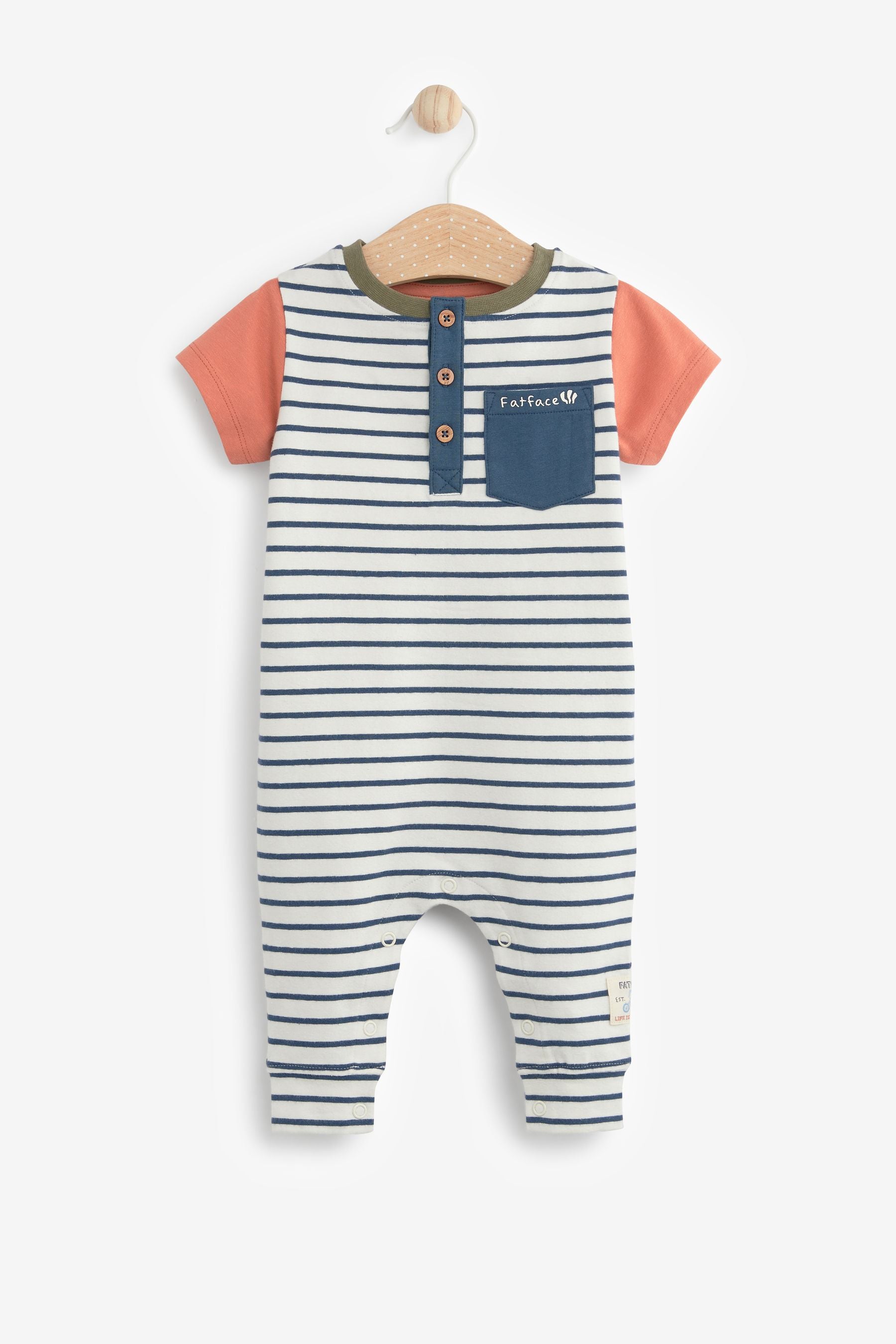 FatFace Baby Navy/White Crew Stripe Romper