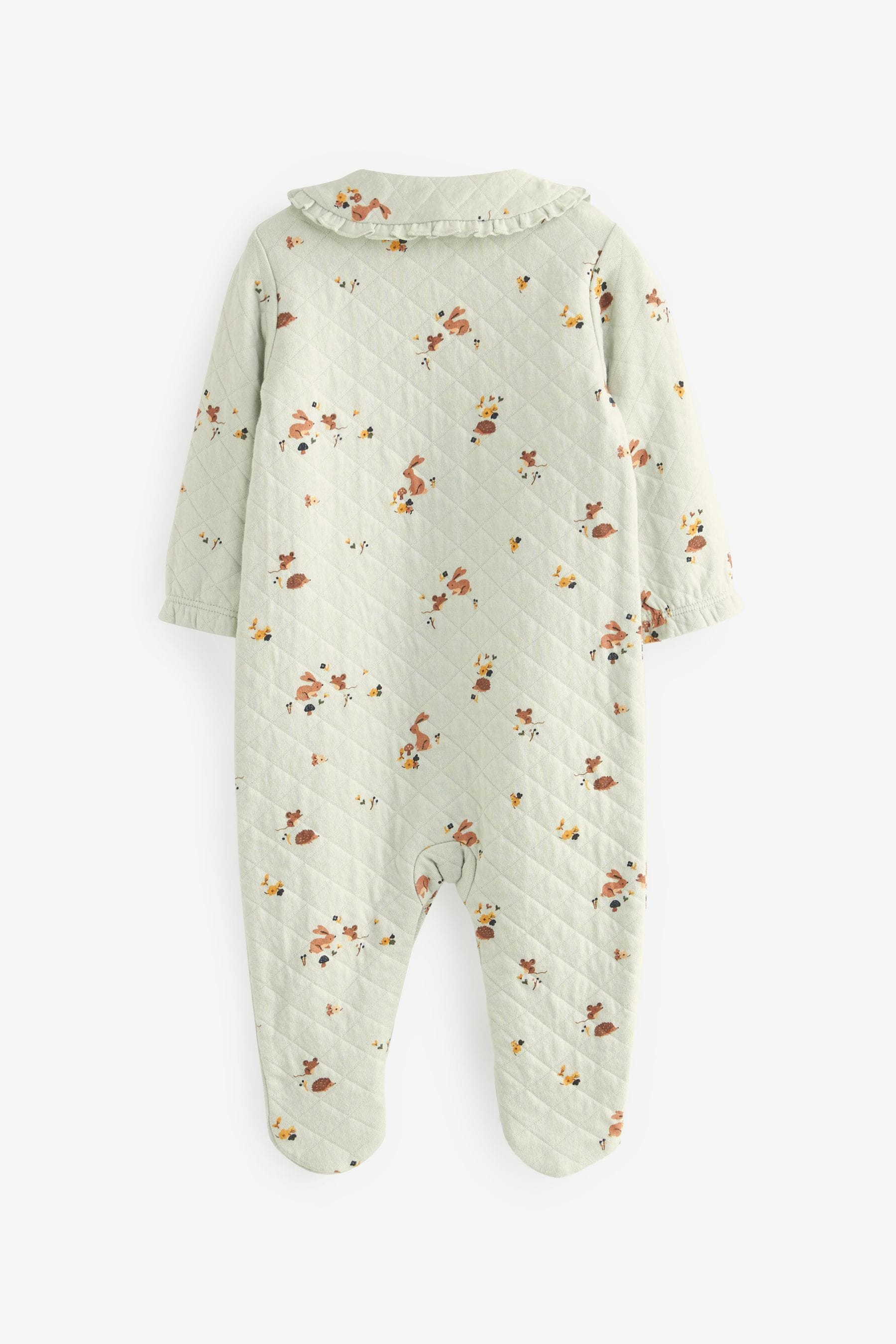 Sage Green Quilted Baby Sleepsuit