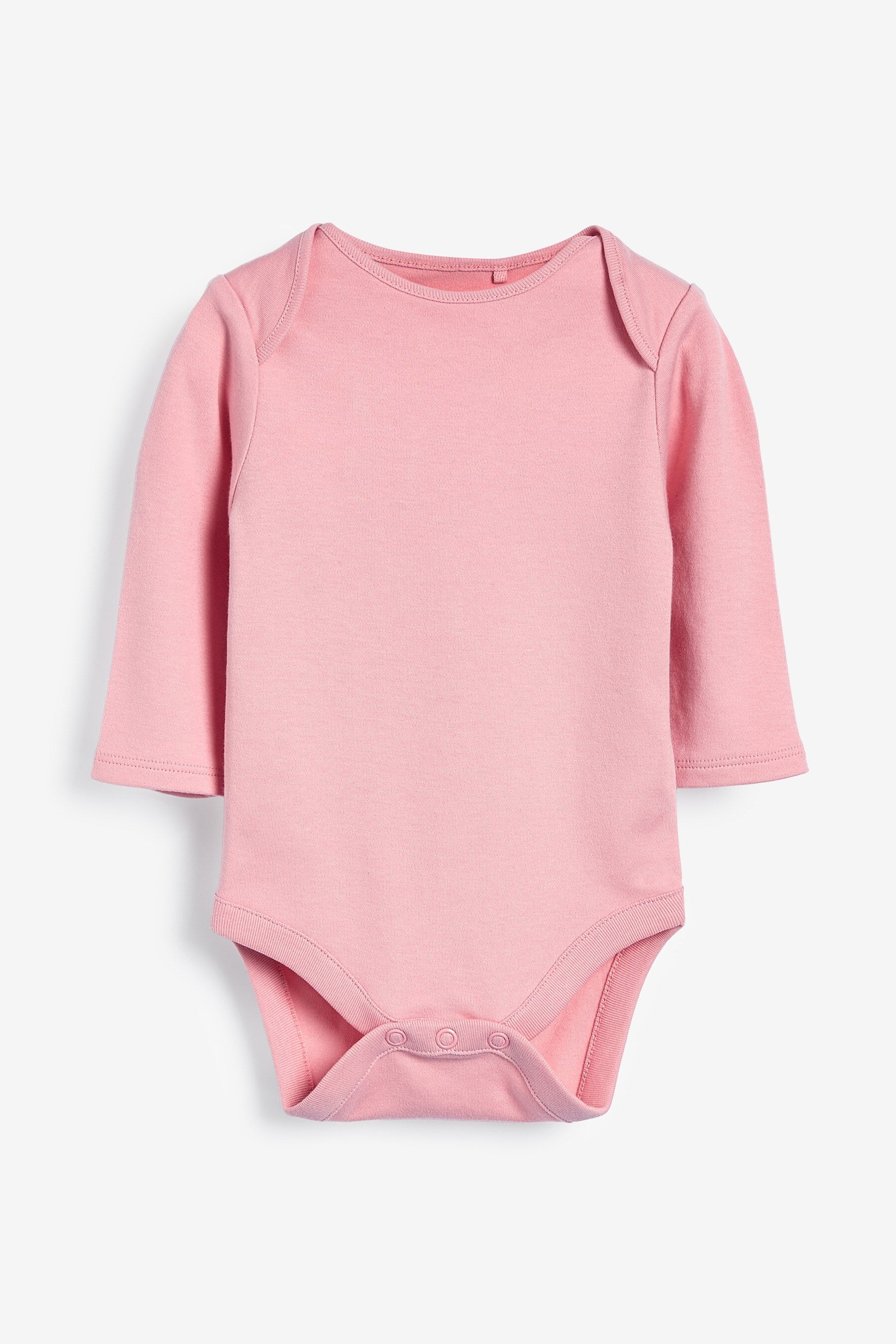 Pink/White Essential Long Sleeve Baby Bodysuits 5 Pack