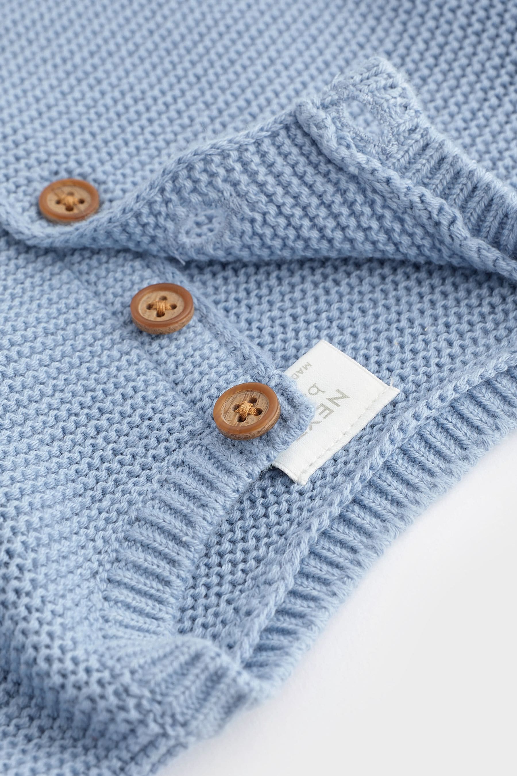 Blue Baby Frill Shoulder Knitted Cardigan (0mths-2yrs)