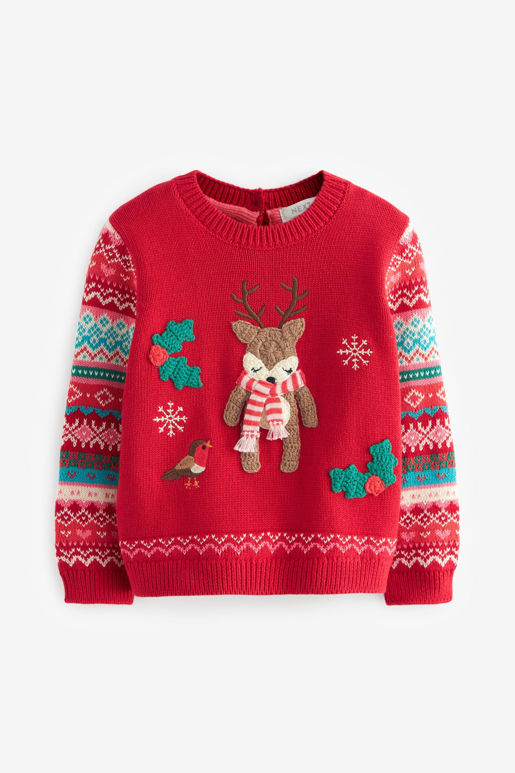 Red Deer Fairisle Pattern Jumper (3mths-7yrs)