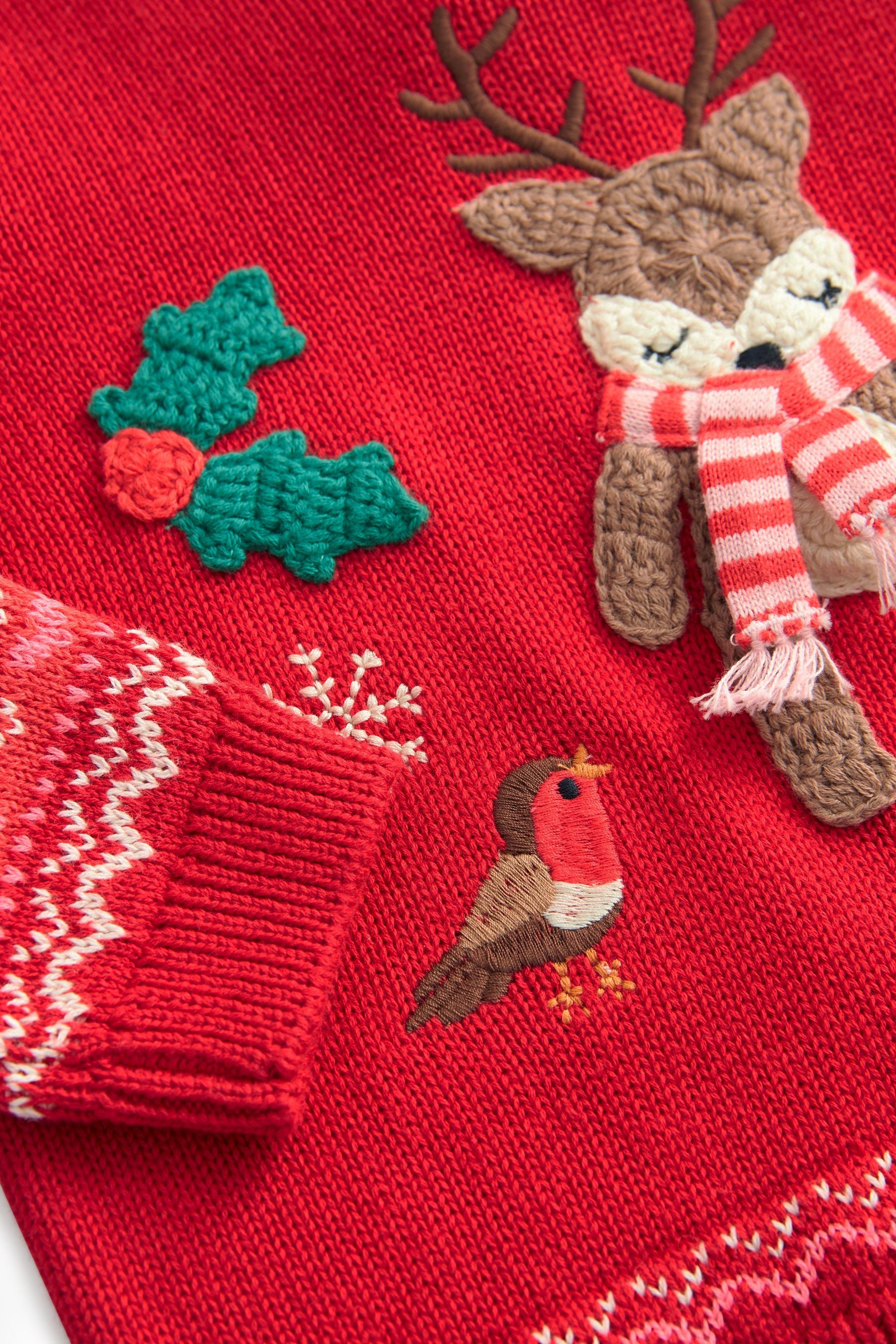 Red Deer Fairisle Pattern Jumper (3mths-7yrs)