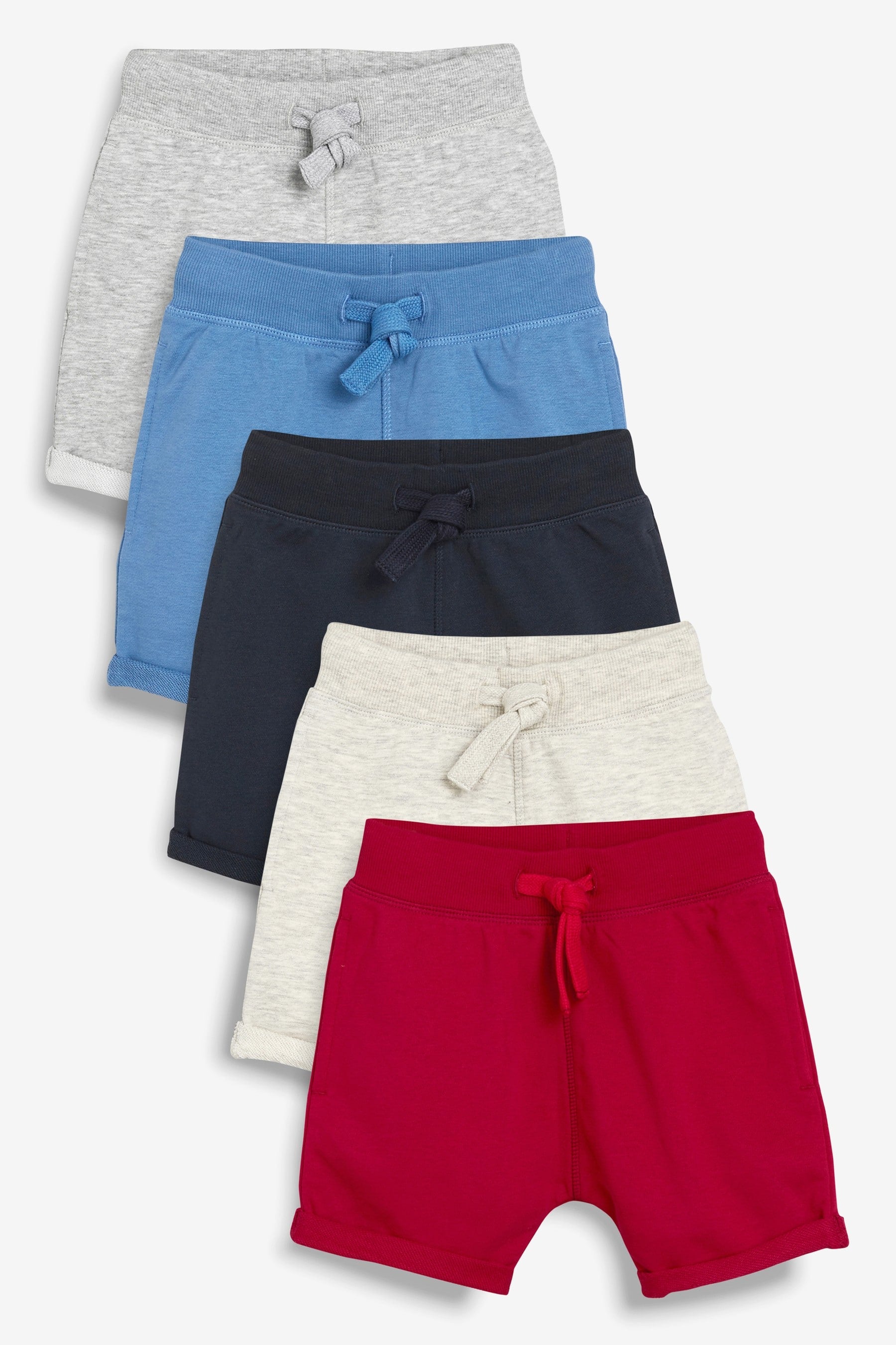 Red/Blue/Grey 5 Pack Jersey Shorts (3mths-7yrs)