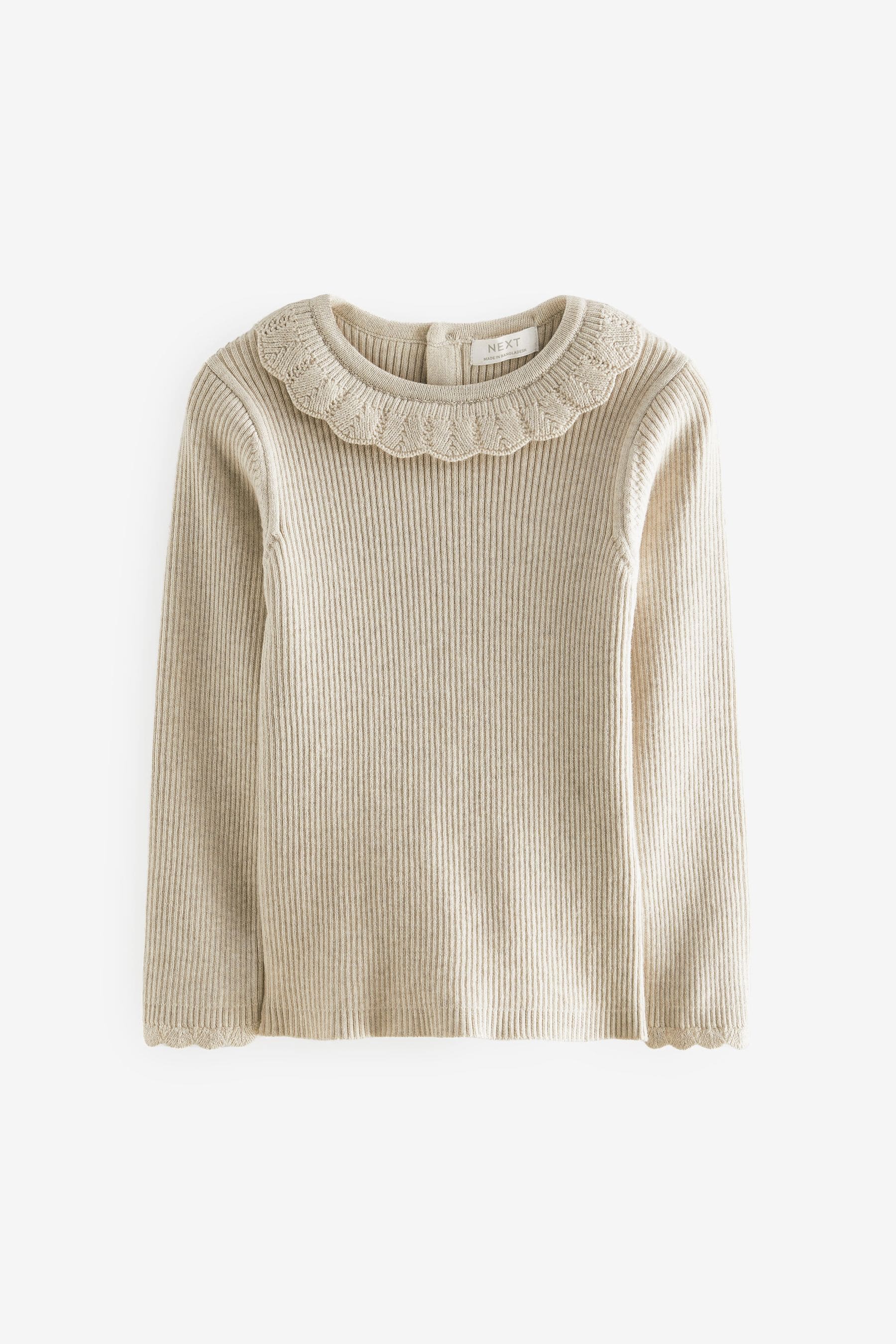 Ecru Cream Marl Frill Neck Jumper (3mths-7yrs)