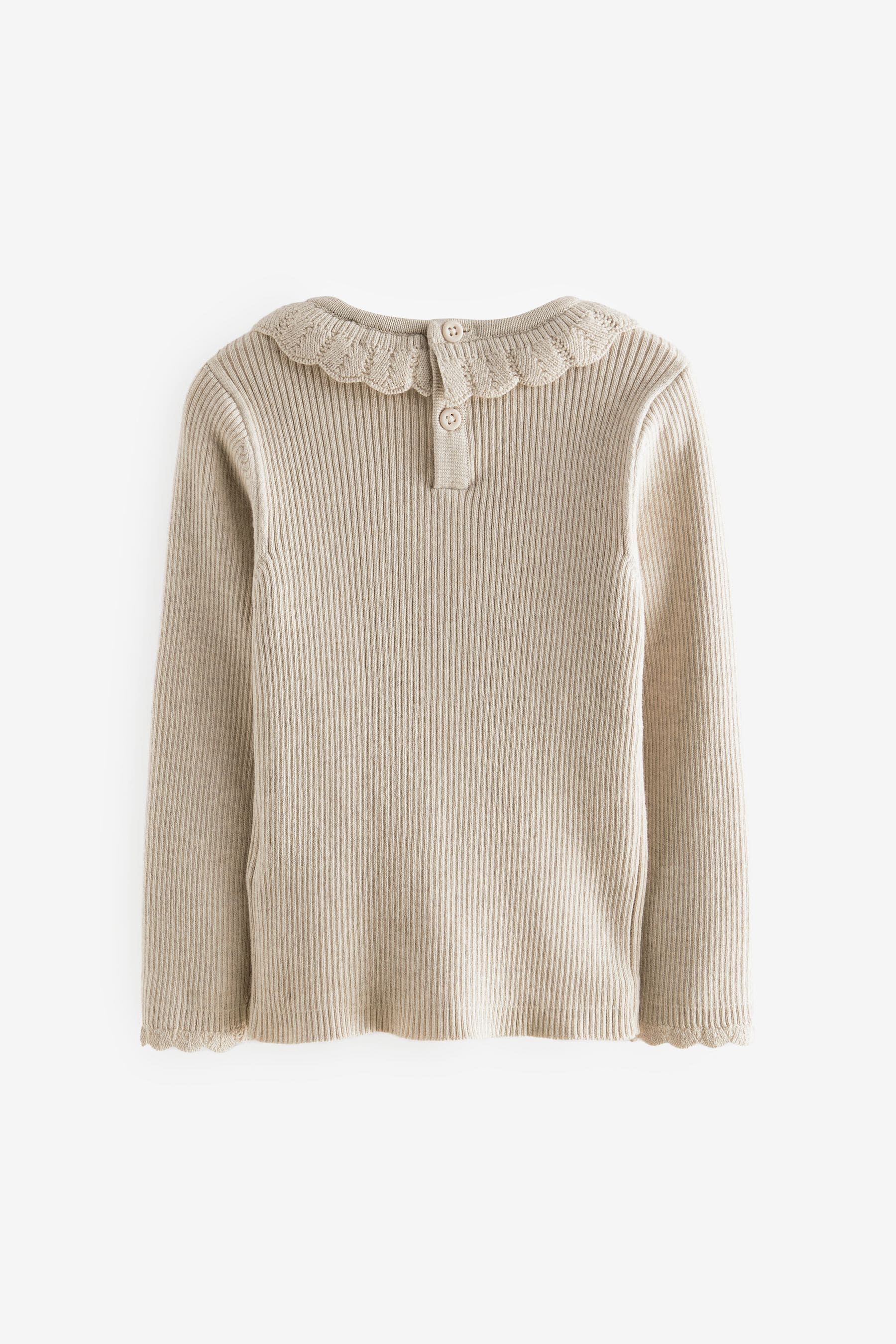 Ecru Cream Marl Frill Neck Jumper (3mths-7yrs)