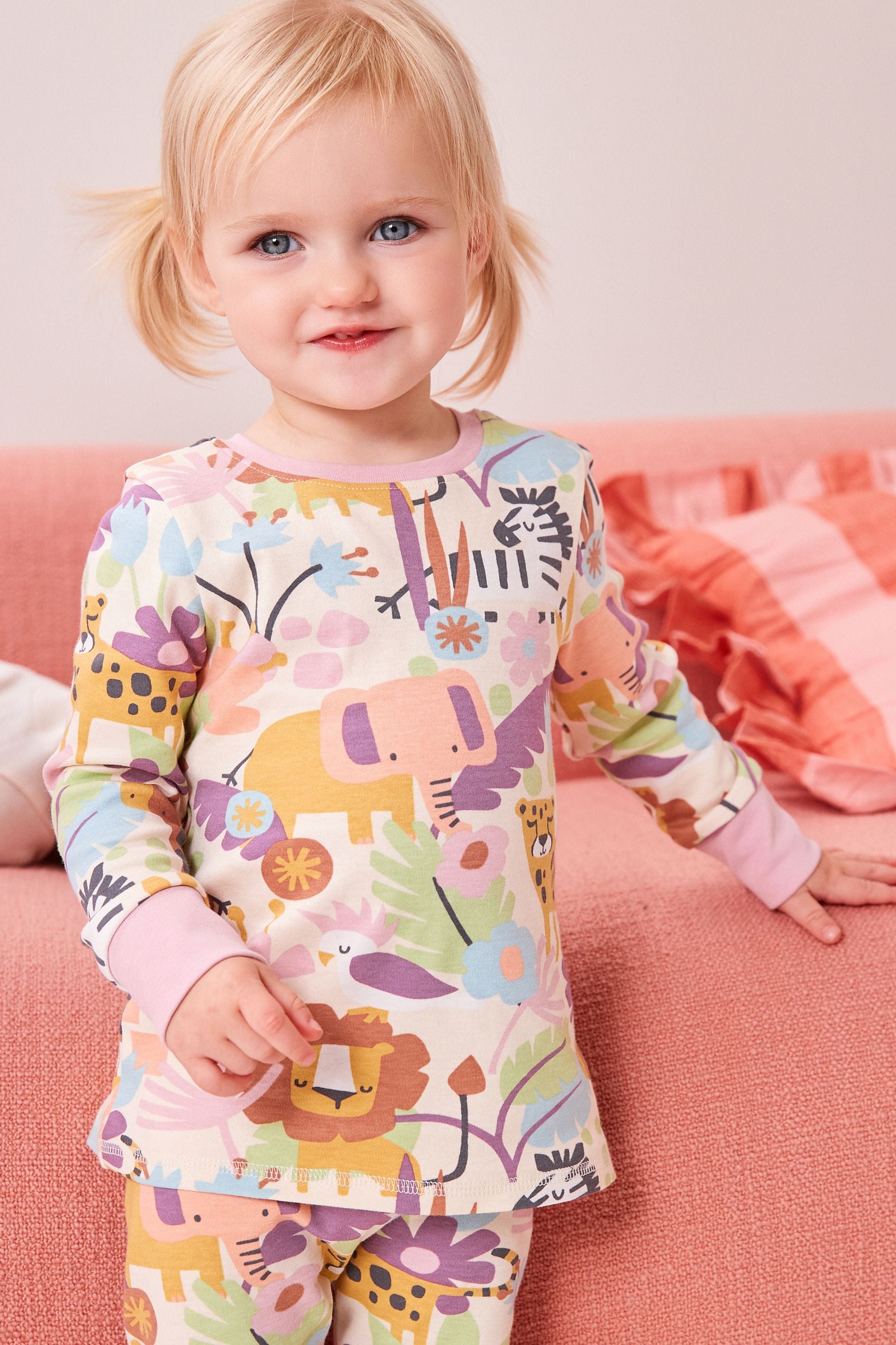 Multi Safari Animal Pyjamas 3 Pack (9mths-8yrs)