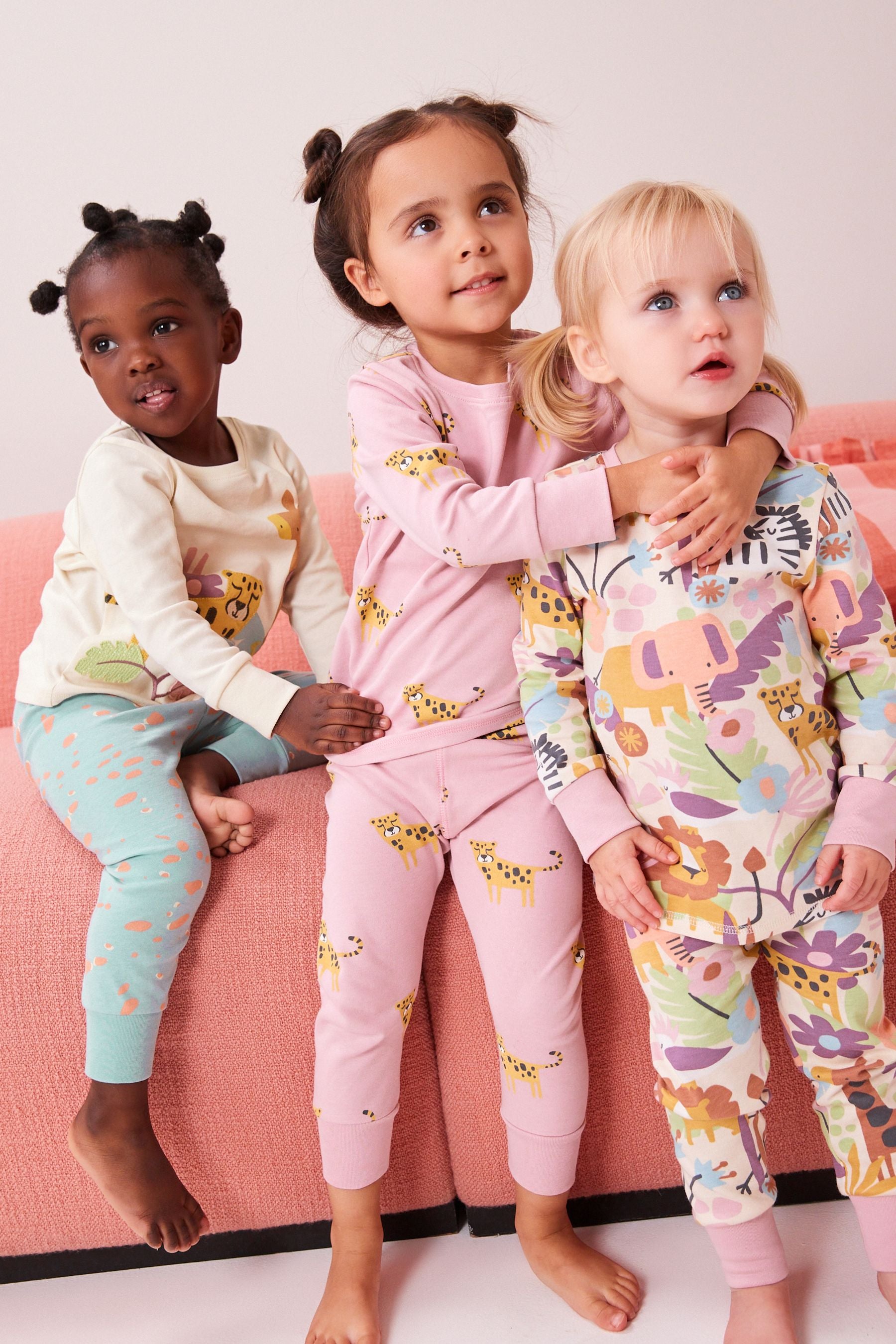 Multi Safari Animal Pyjamas 3 Pack (9mths-8yrs)