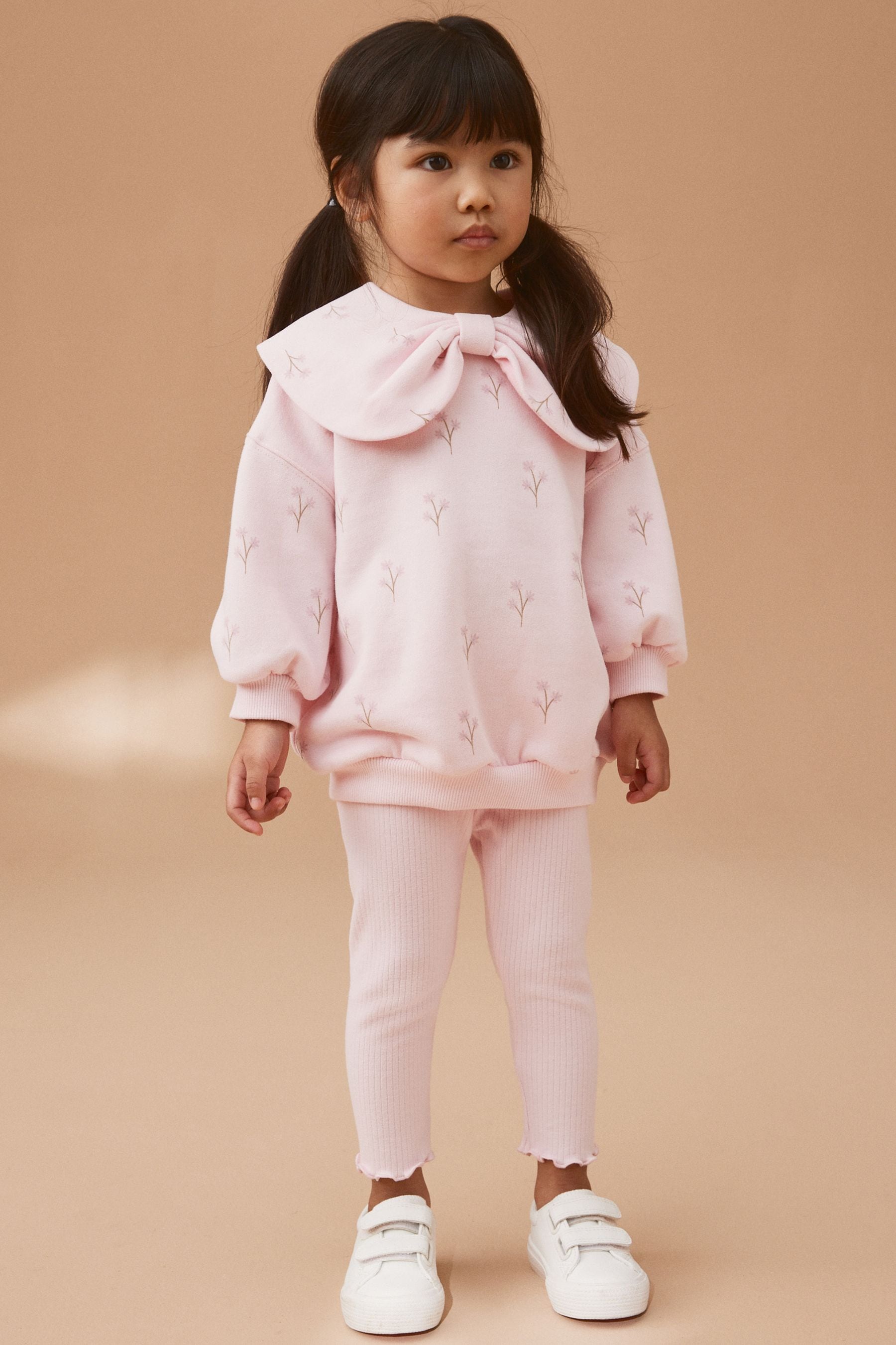 Pink Bow Collar Sweatshirt & Leggings Set (3mths-7yrs)