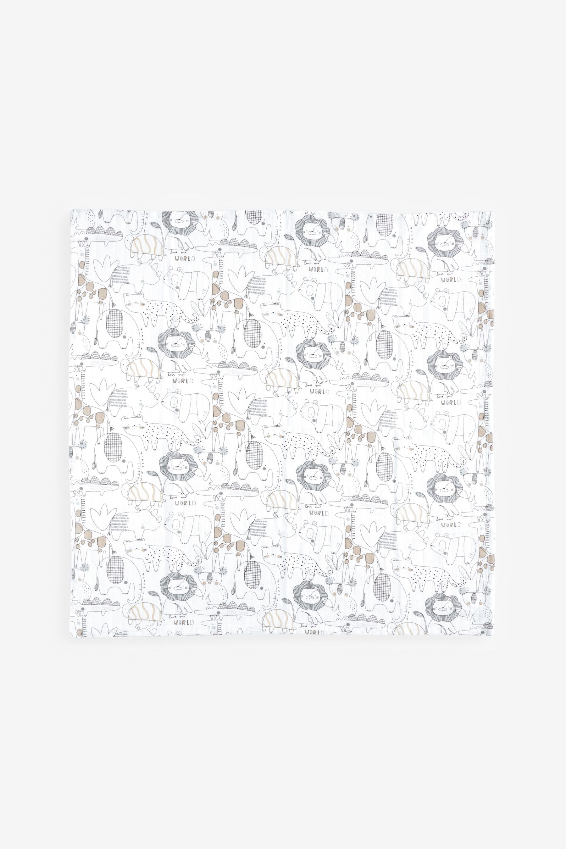 Neutral Elephant Baby Muslin Cloths 4 Packs