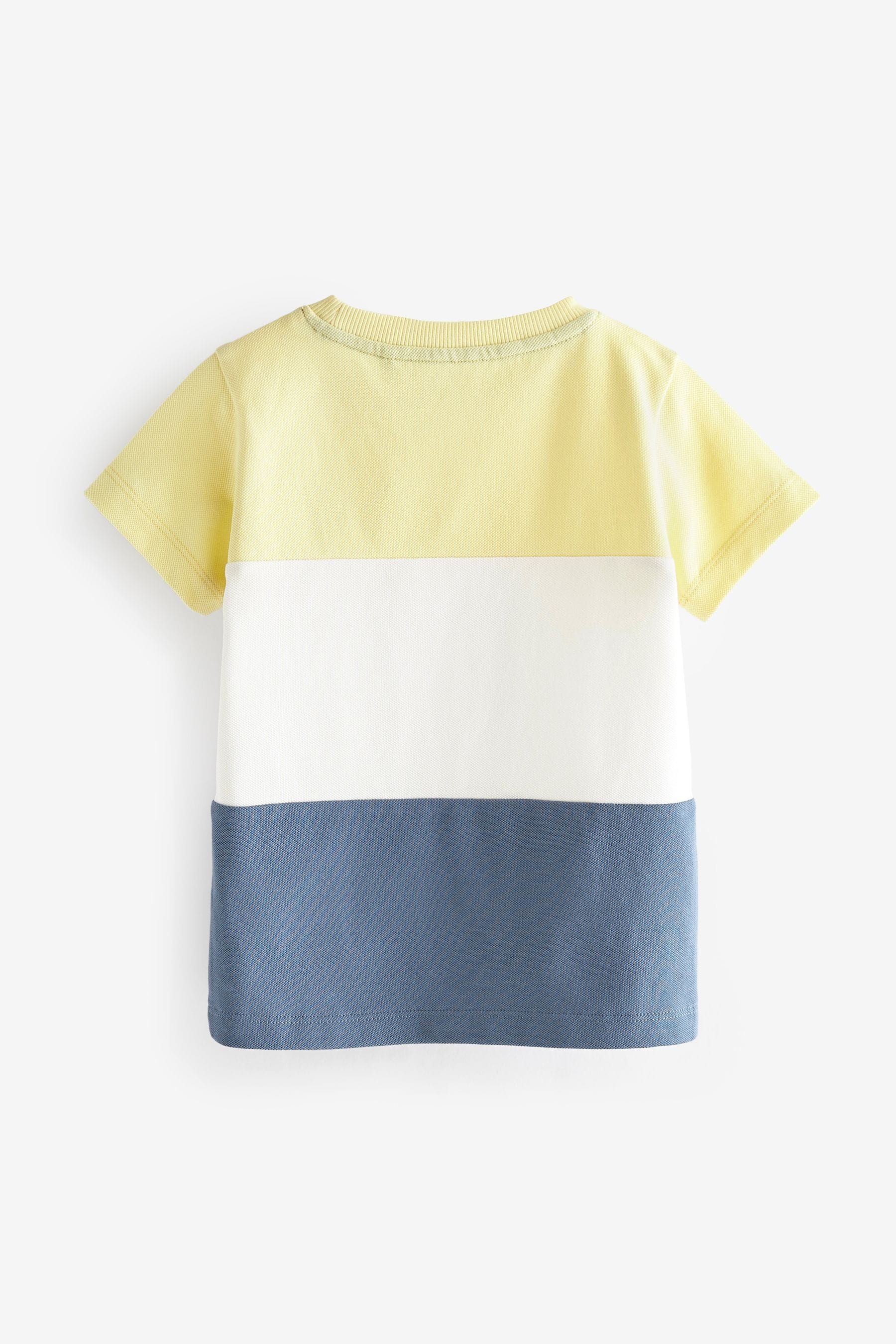 Blue & Yellow Pique Jersey Short Sleeve Colourblock T-Shirt (3mths-7yrs)