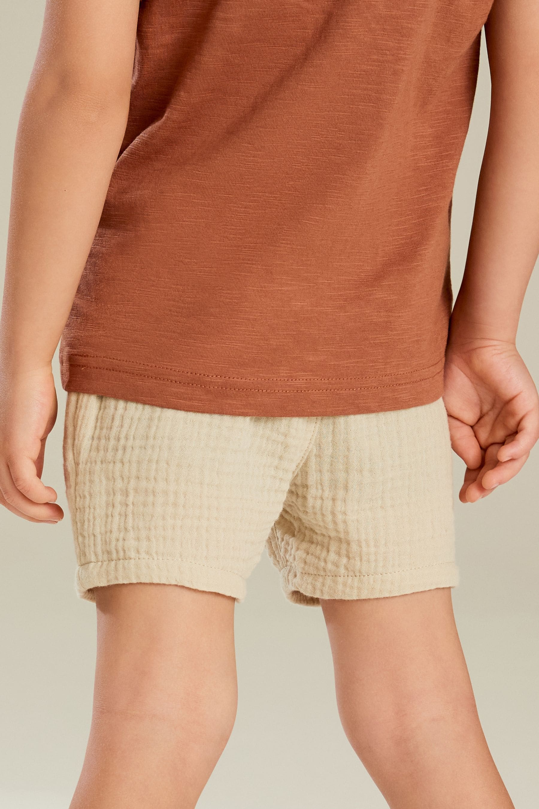 Ecru Cream Soft Textured Cotton Shorts (3mths-7yrs)