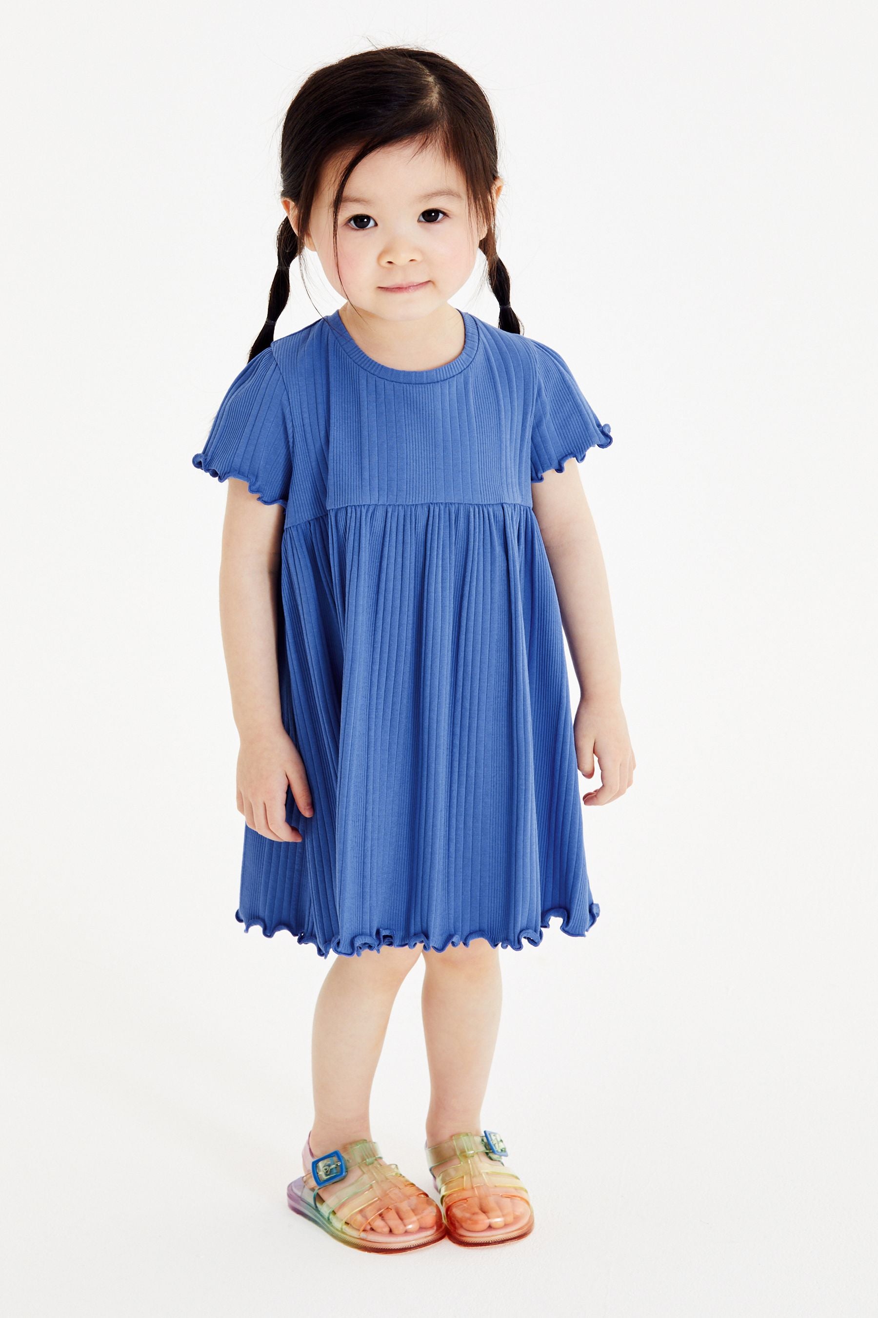 Blue Rib Jersey Dress (3mths-7yrs)