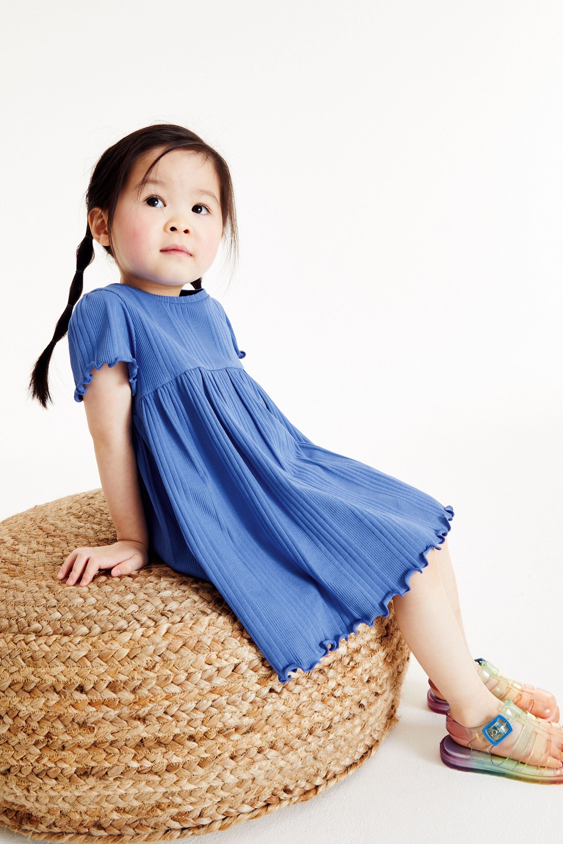 Blue Rib Jersey Dress (3mths-7yrs)