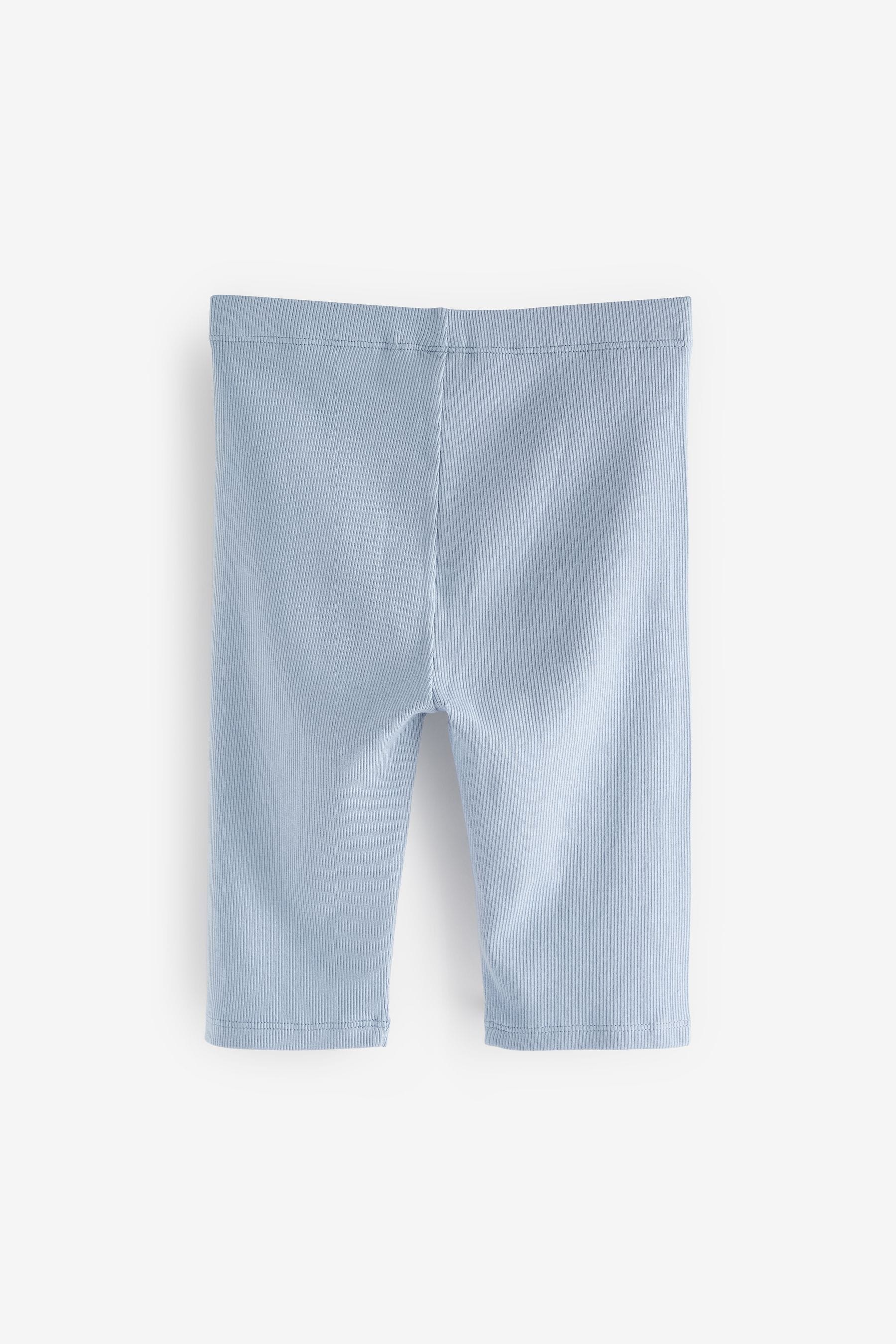 Blue Ribbed Cropped Leggings (3-16yrs)