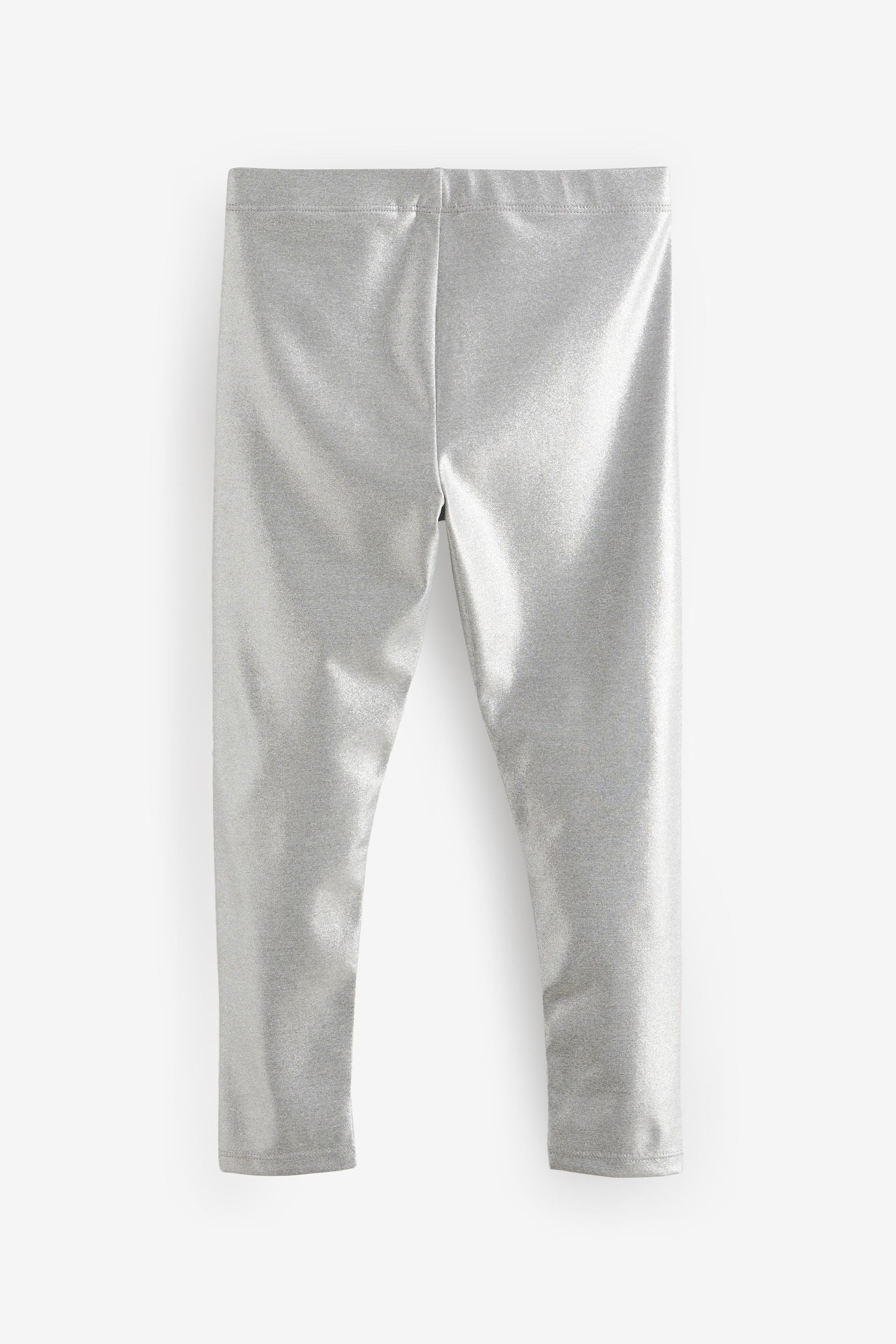 Silver Metallic High Shine Shiny Coated Leggings (3-16yrs)