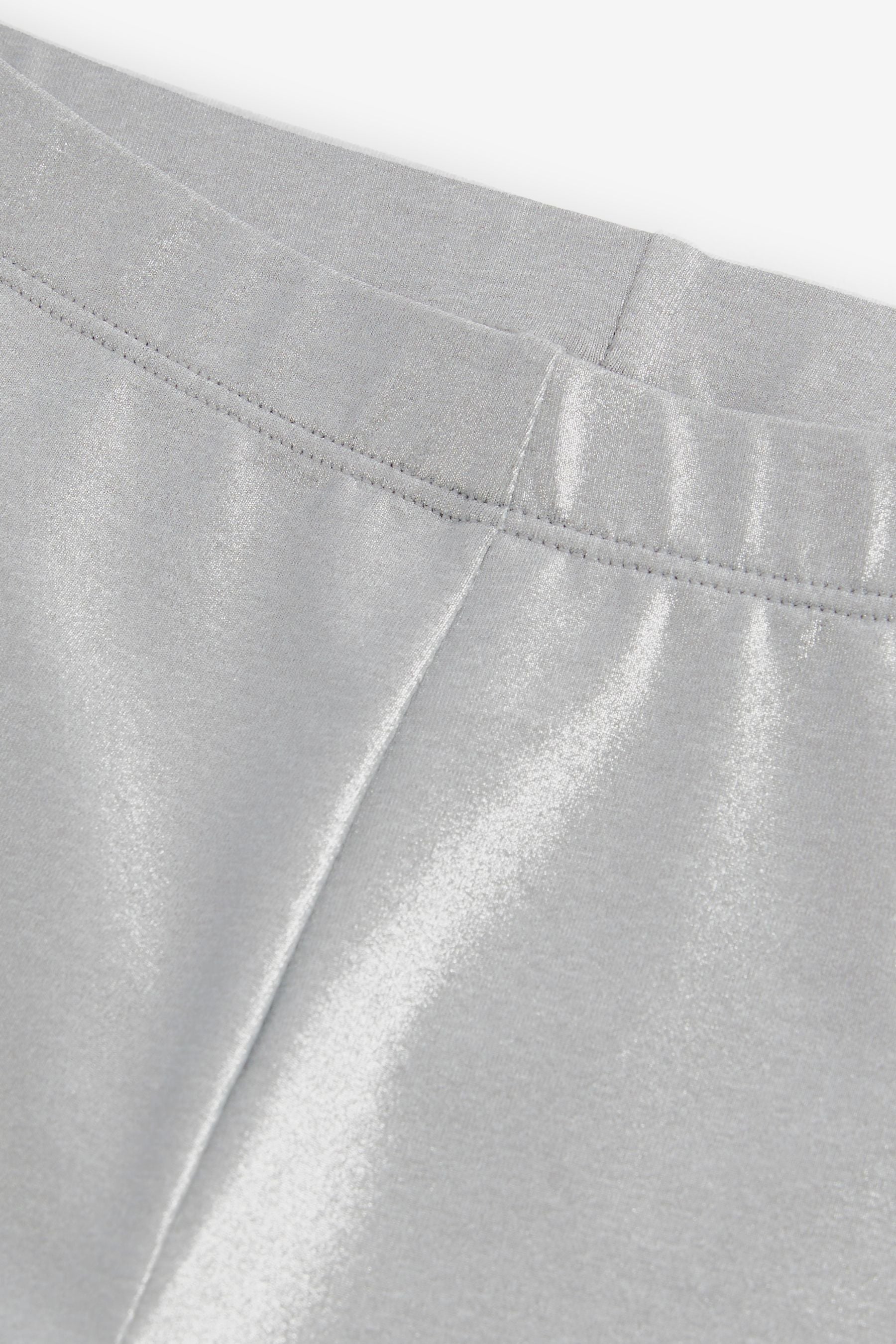 Silver Metallic High Shine Shiny Coated Leggings (3-16yrs)