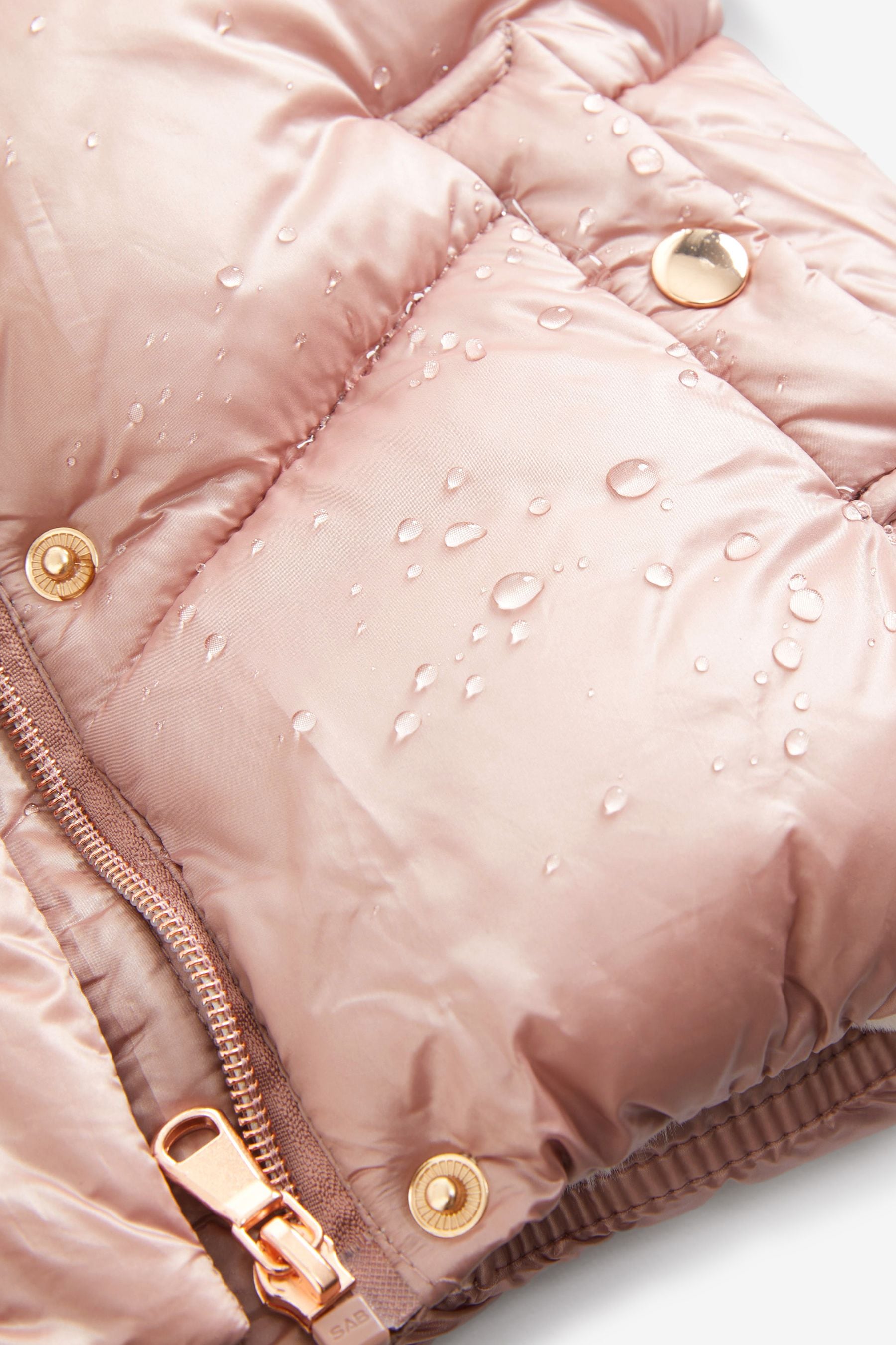 Pink Metallic Faux Fur Hood Padded Coat (3mths-7yrs)