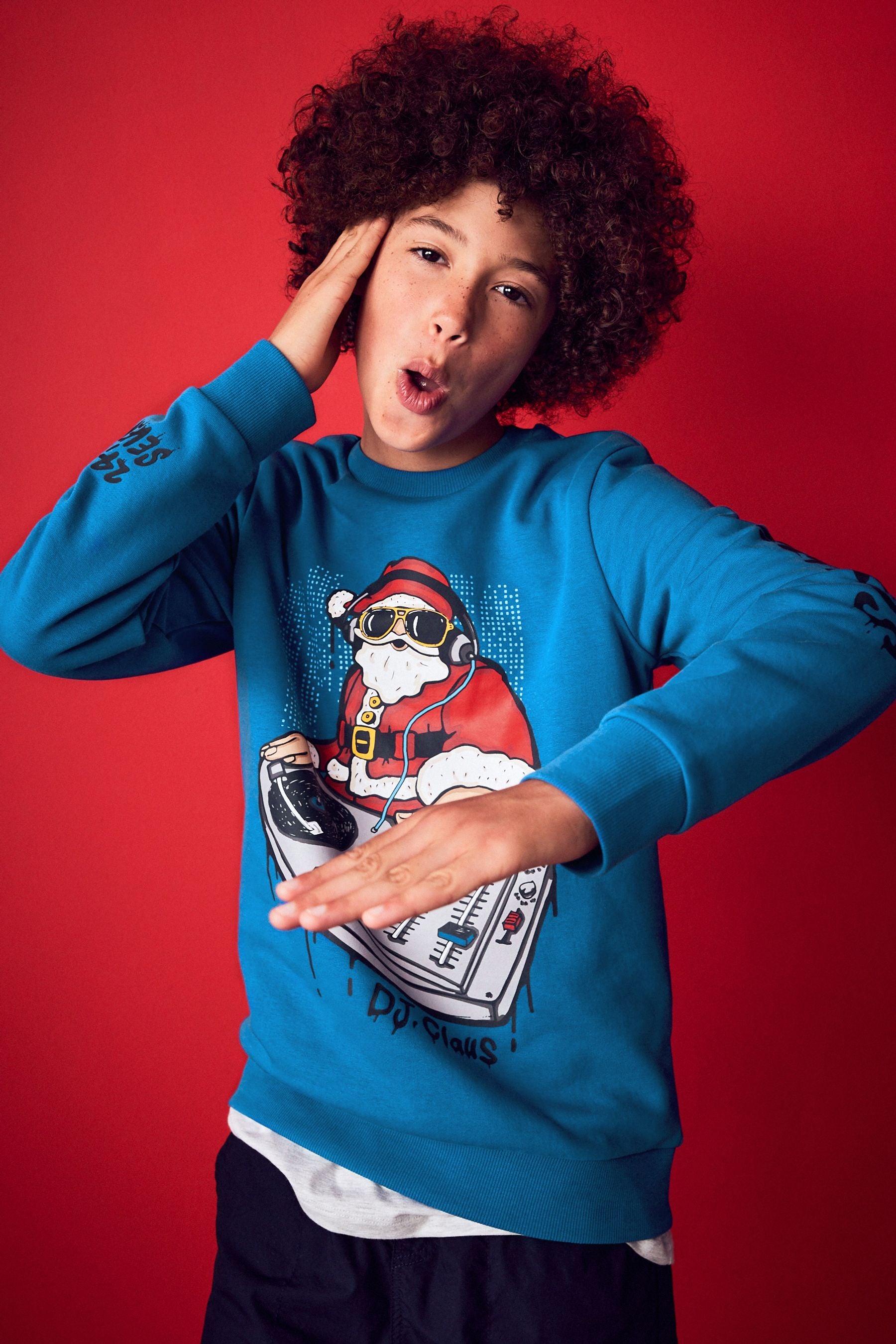 Blue Santa Christmas Sweatshirt (3-16yrs)