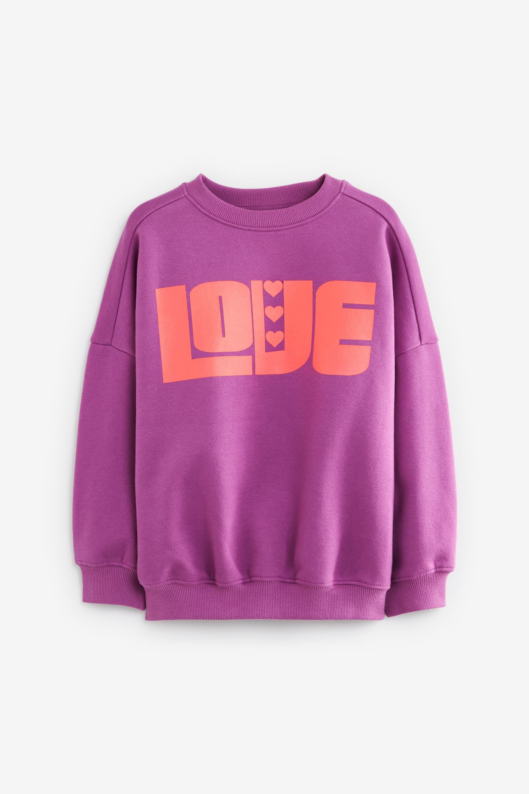 Purple Happy Oversized Slogan Long Sleeve Sweatshirt (3-16yrs)