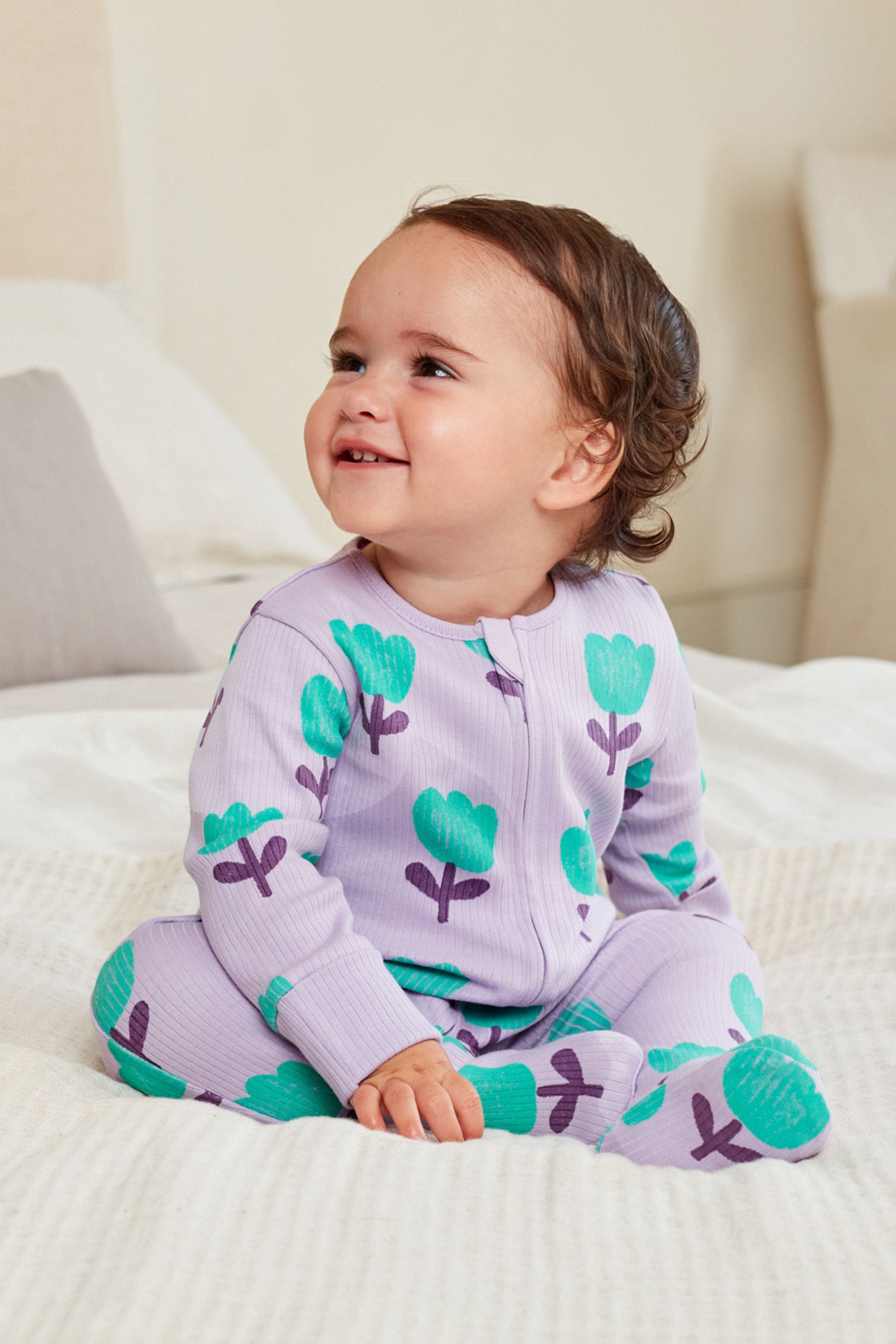 Bright Baby 2 Way Zip Sleepsuit 3 Pack (0mths-2yrs)