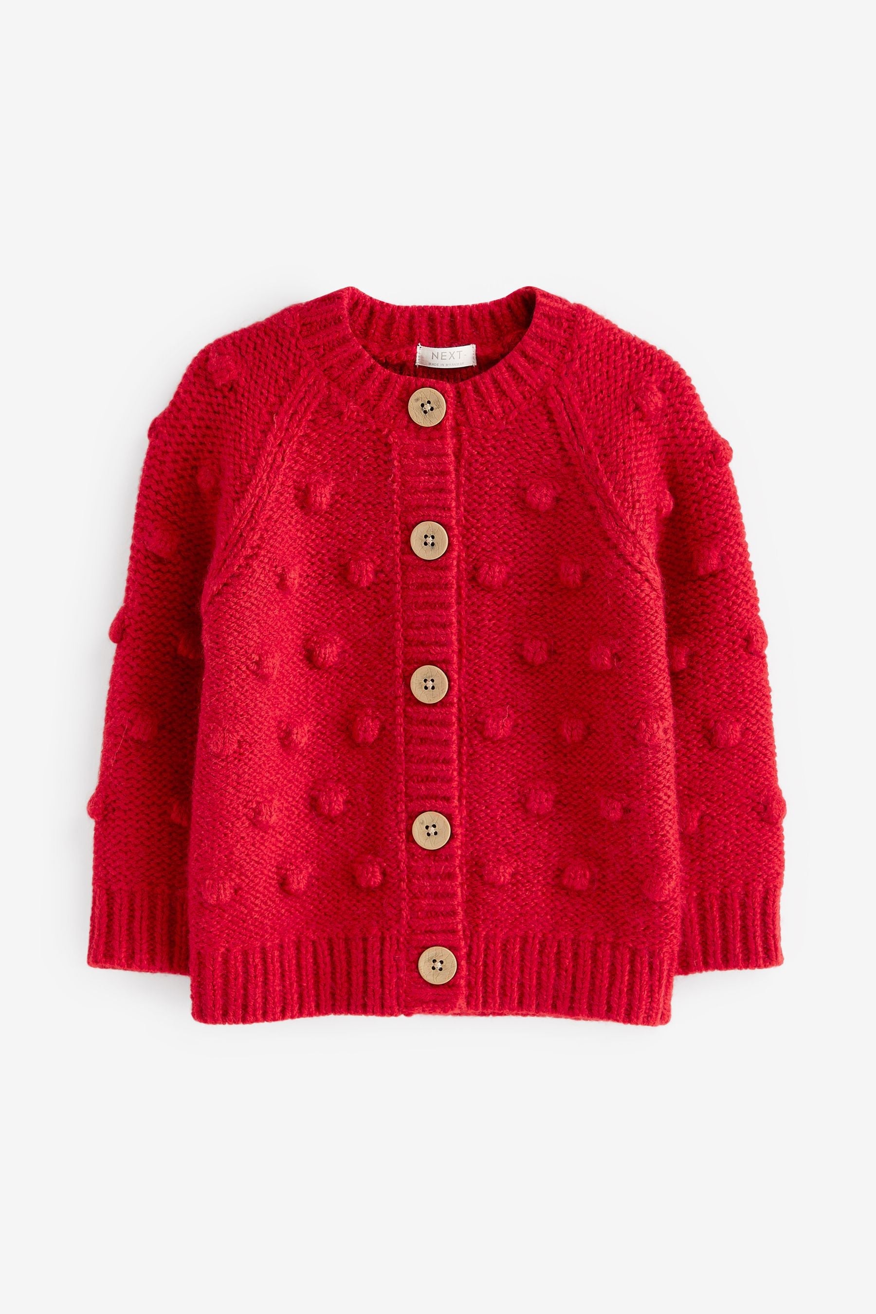 Red Chunky Knit Bobble Cardigan (3mths-10yrs)