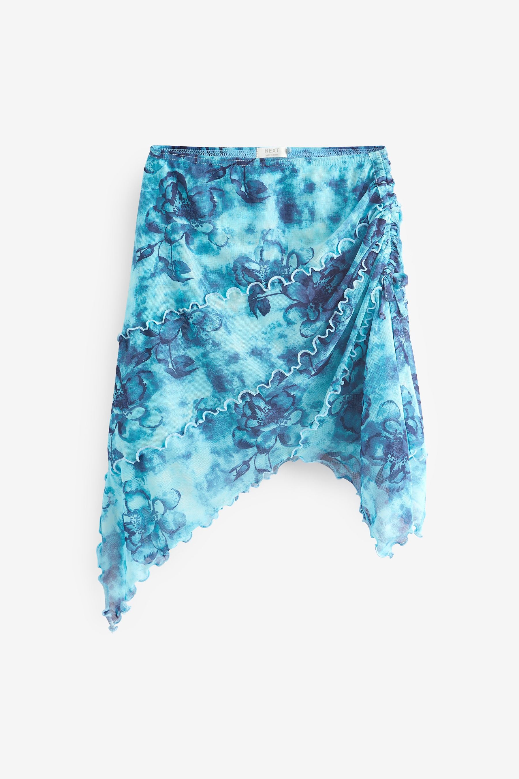 Multi Blue Floral Printed Asymmetric Skirt (3-16yrs)