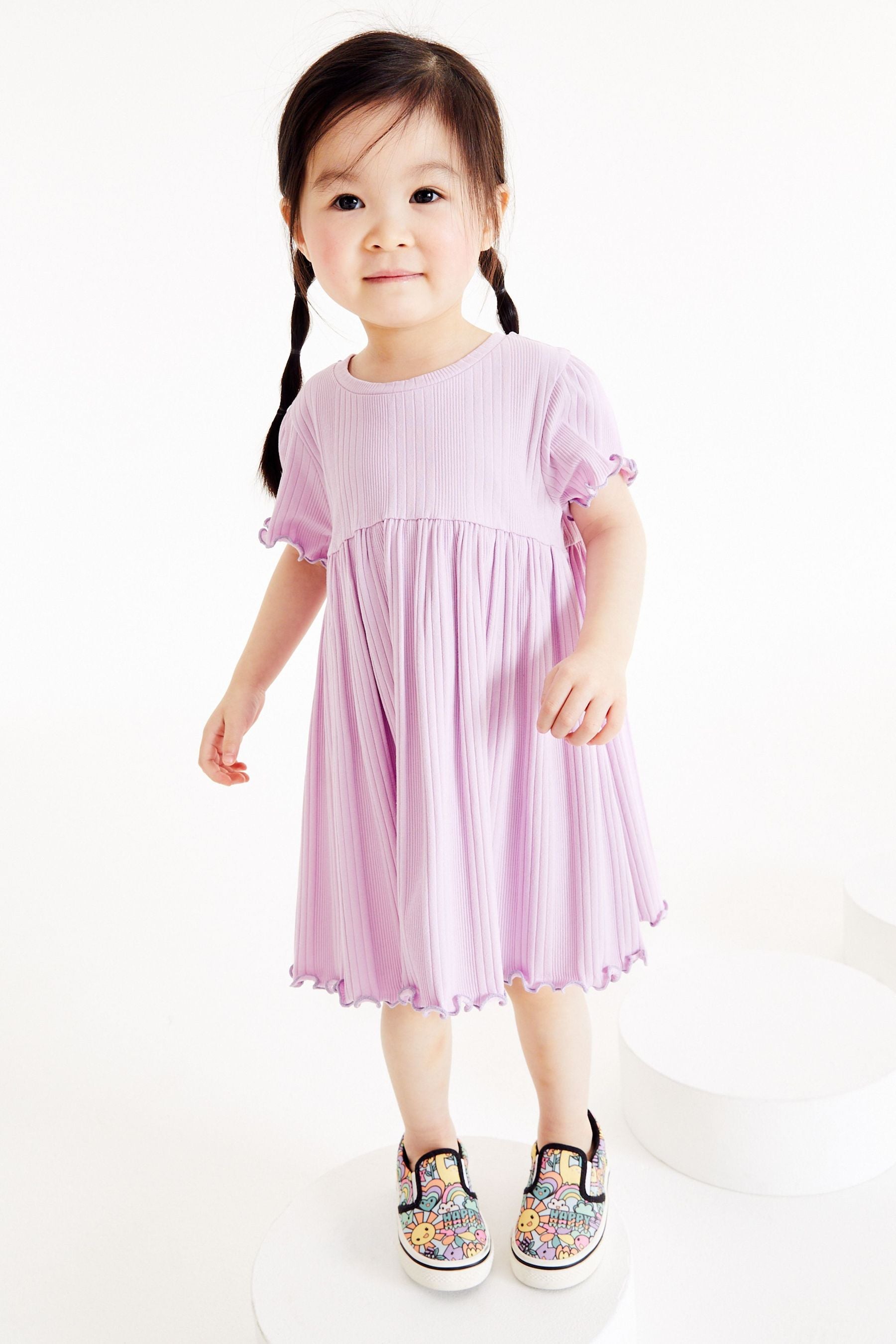 Lilac Purple Rib Jersey Dress (3mths-7yrs)