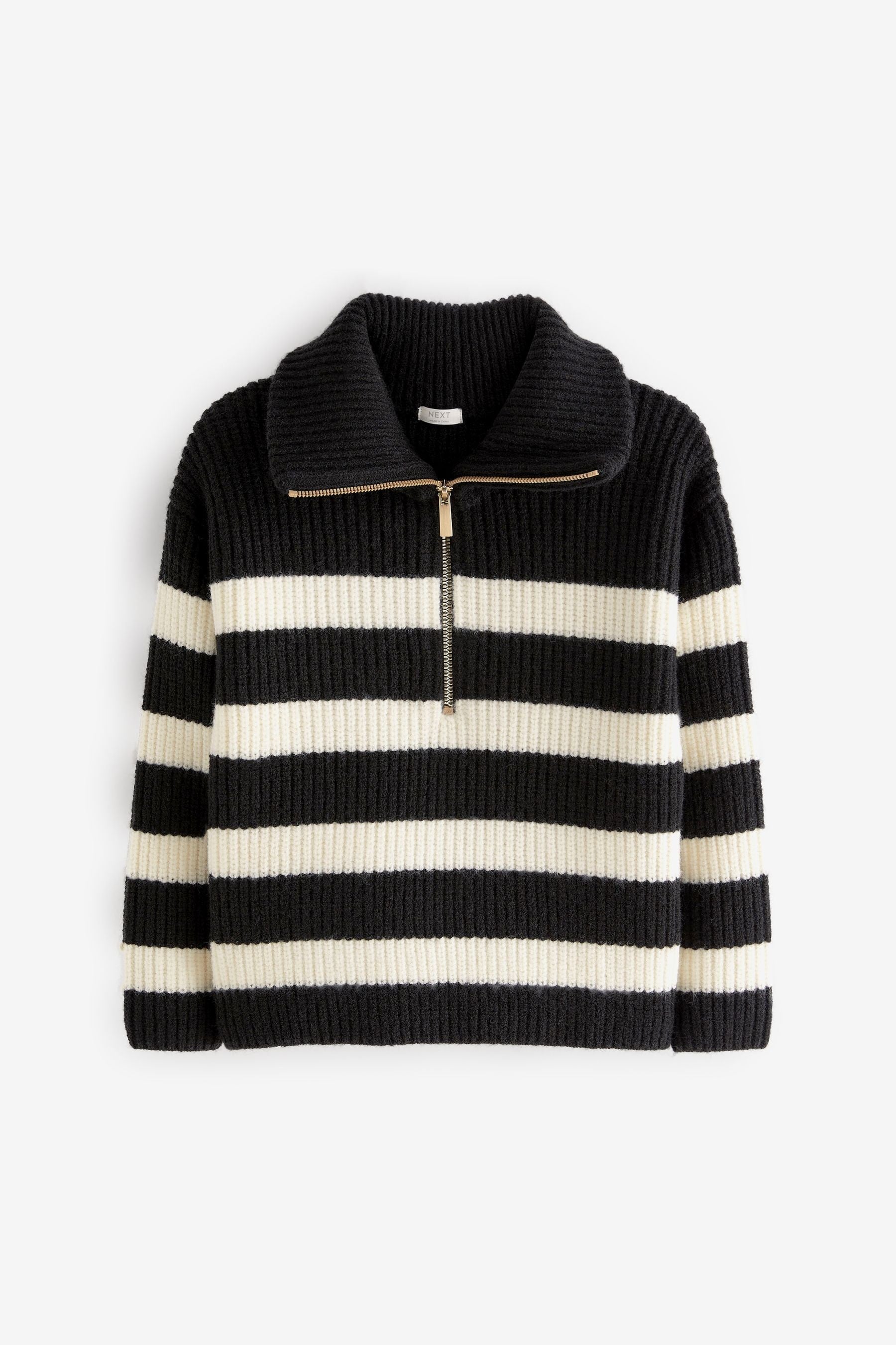 Black/White Half Zip Boxy Jumper (3-16yrs)