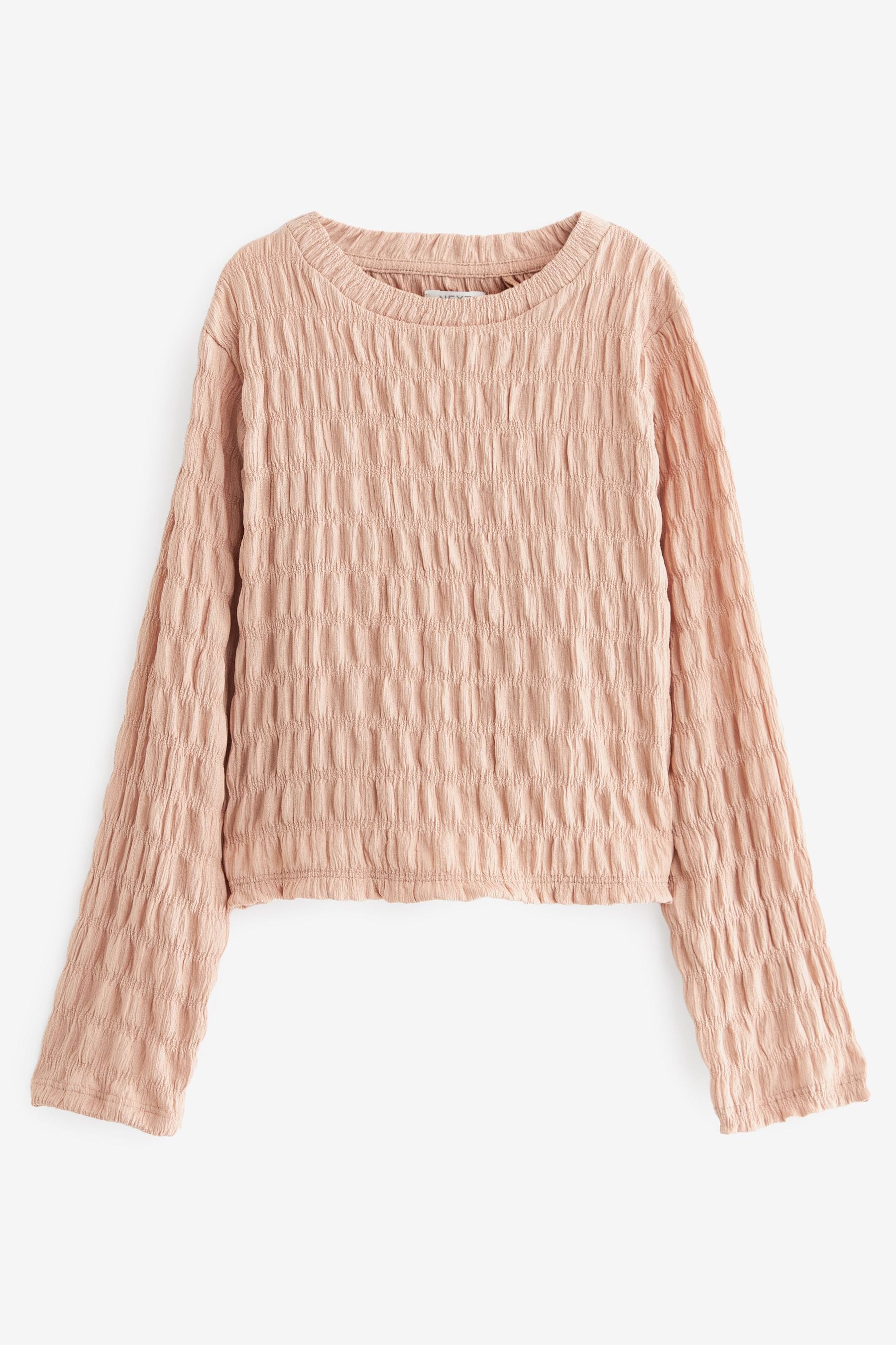 Pink Long Sleeve Textured T-Shirt (3-16yrs)