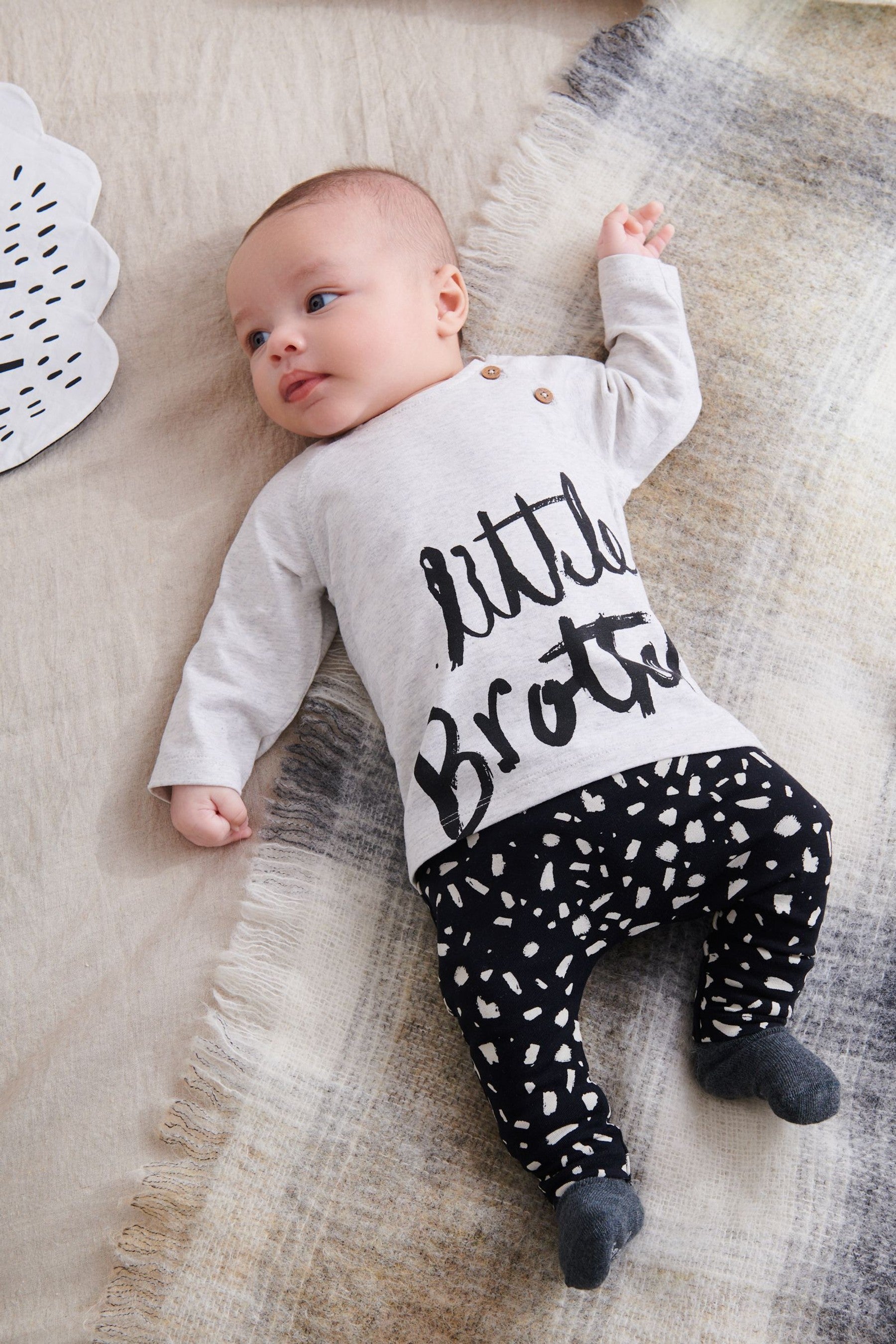 Little Brother Black/White Baby 2 Pack T-Shirt And Legging Set