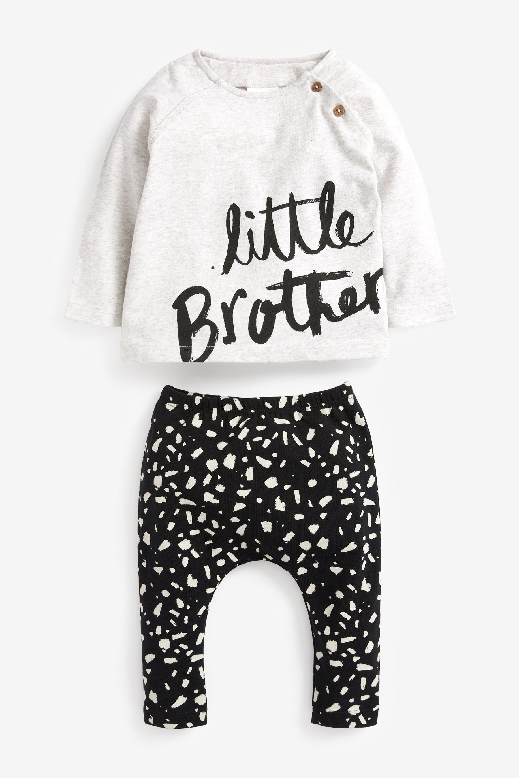 Little Brother Black/White Baby 2 Pack T-Shirt And Legging Set