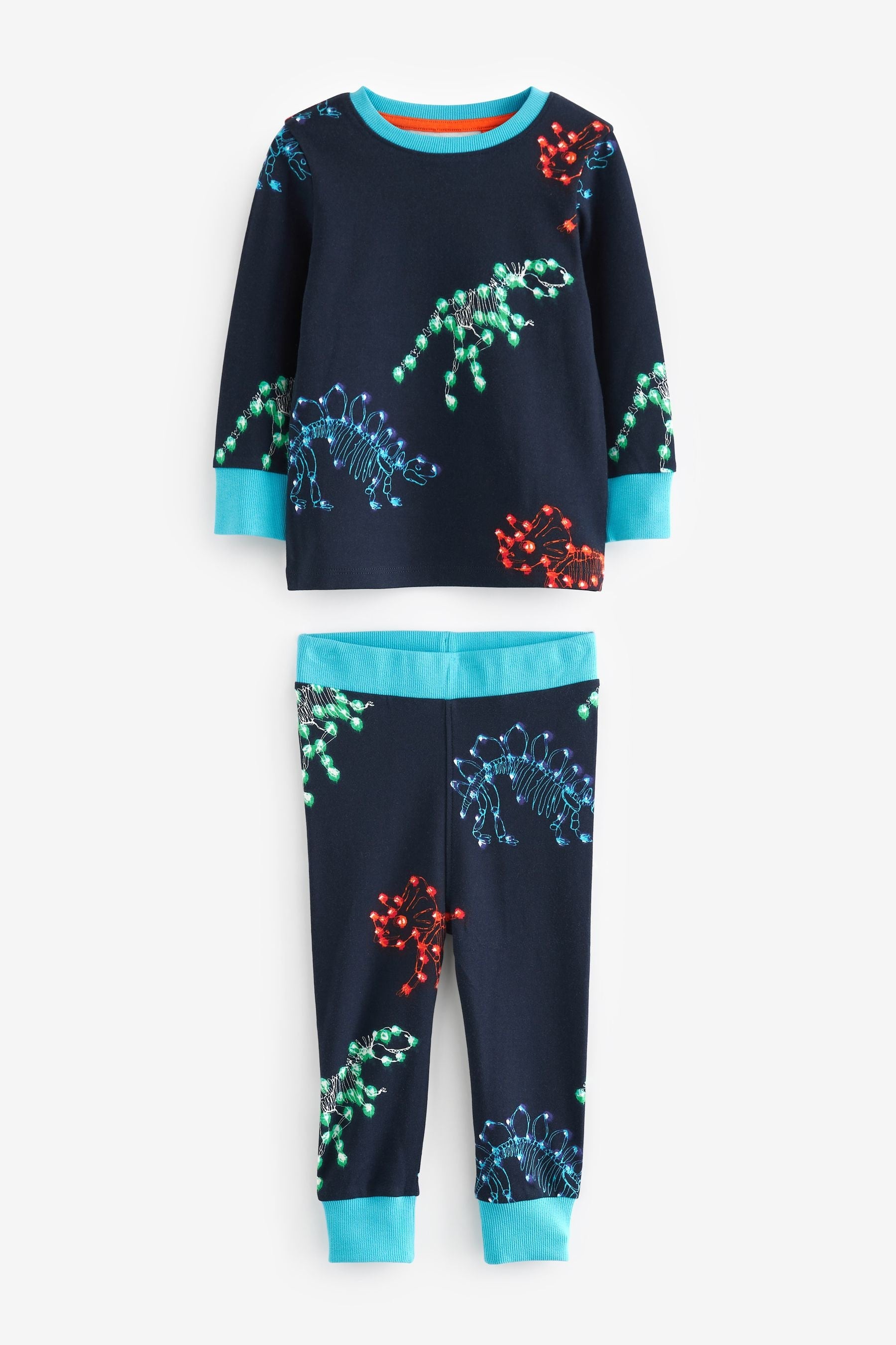 Navy Blue/Purple Space Dinosaur Long Sleeve 3 Pack Pyjamas Set (9mths-8yrs)