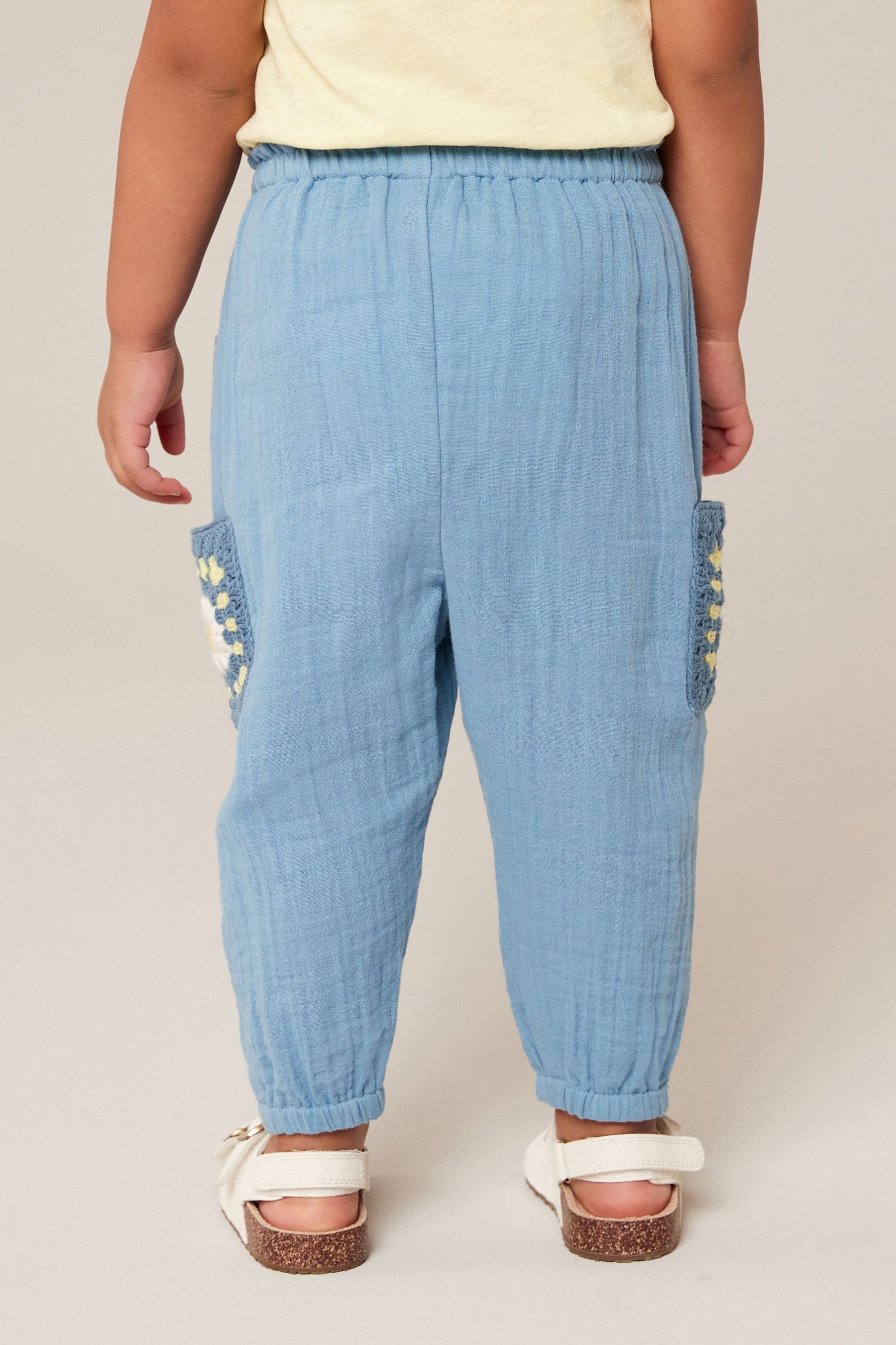 Blue Crochet Pocket Trousers (3mths-7yrs)