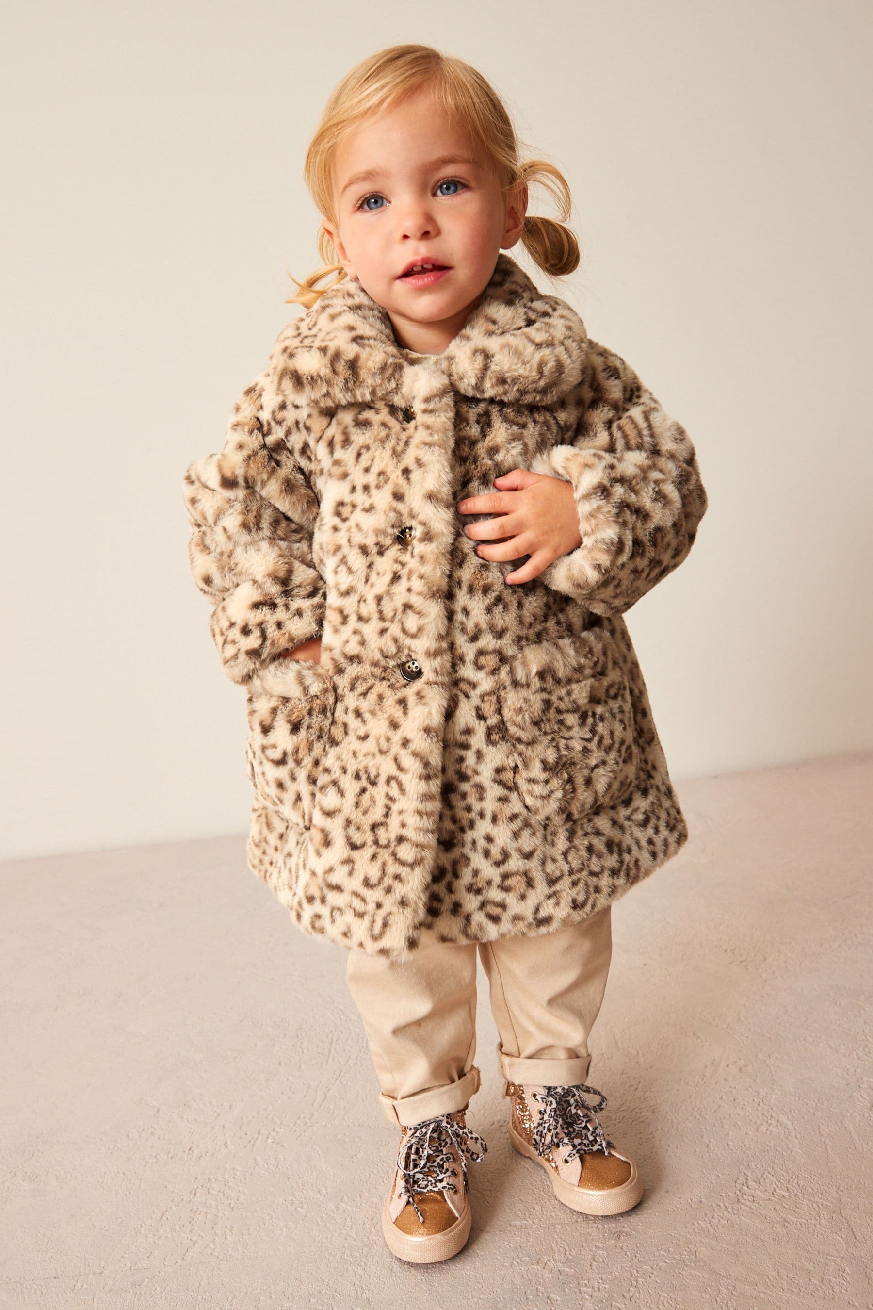 Animal Print Faux Fur Coat (3mths-7yrs)