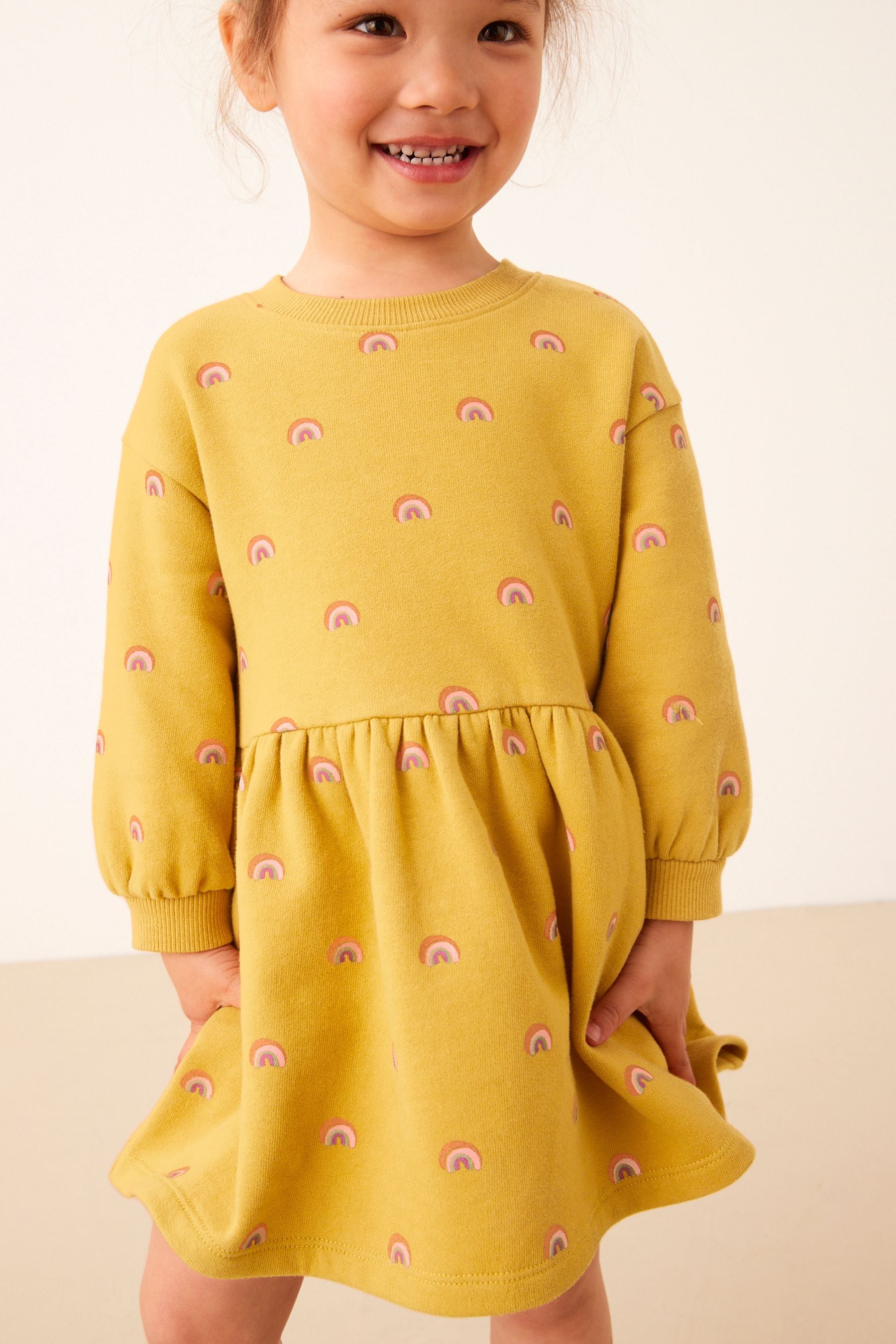 Ochre Rainbows Printed Sweat Dress (3mths-7yrs)