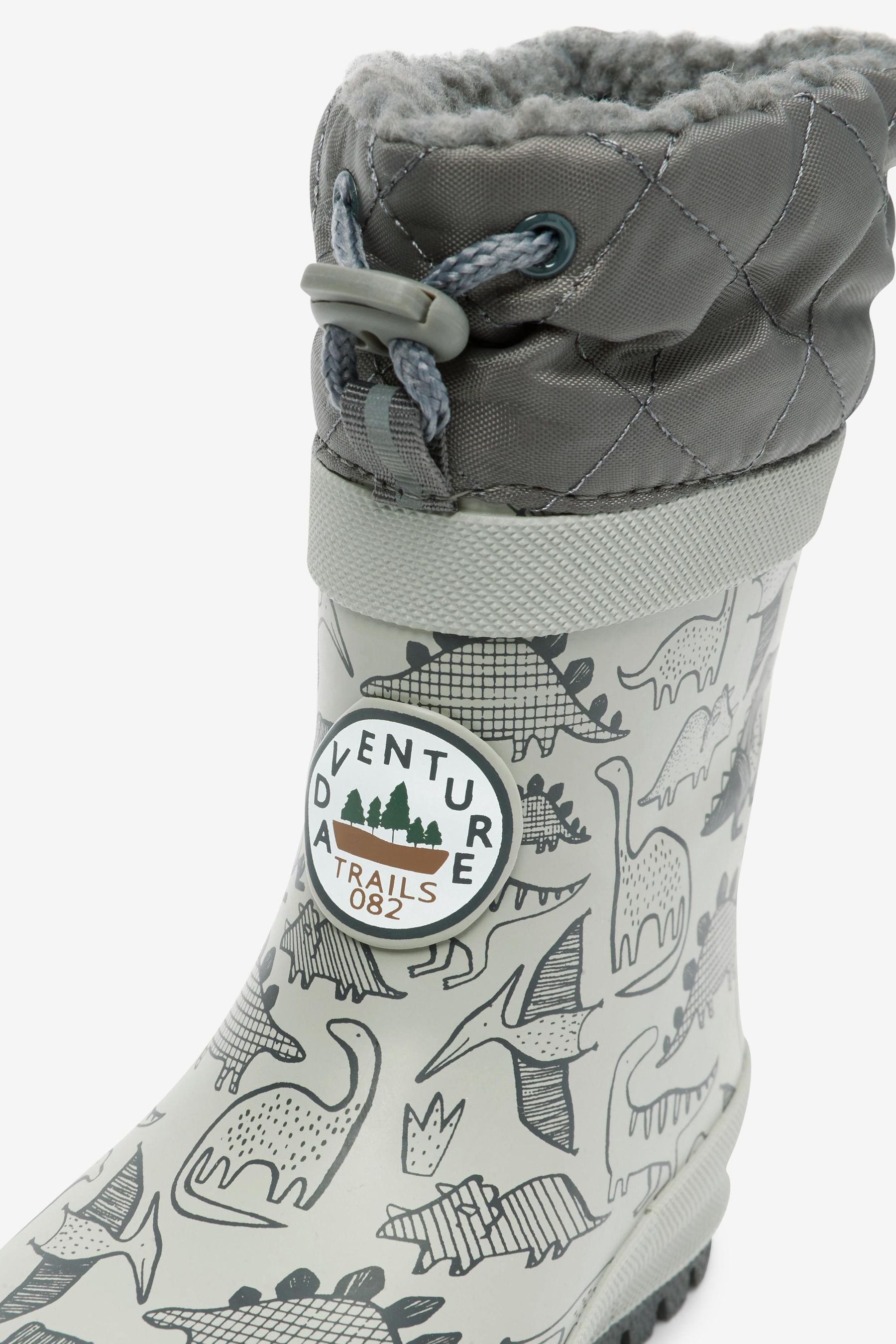 Grey Dino Cuff Wellies