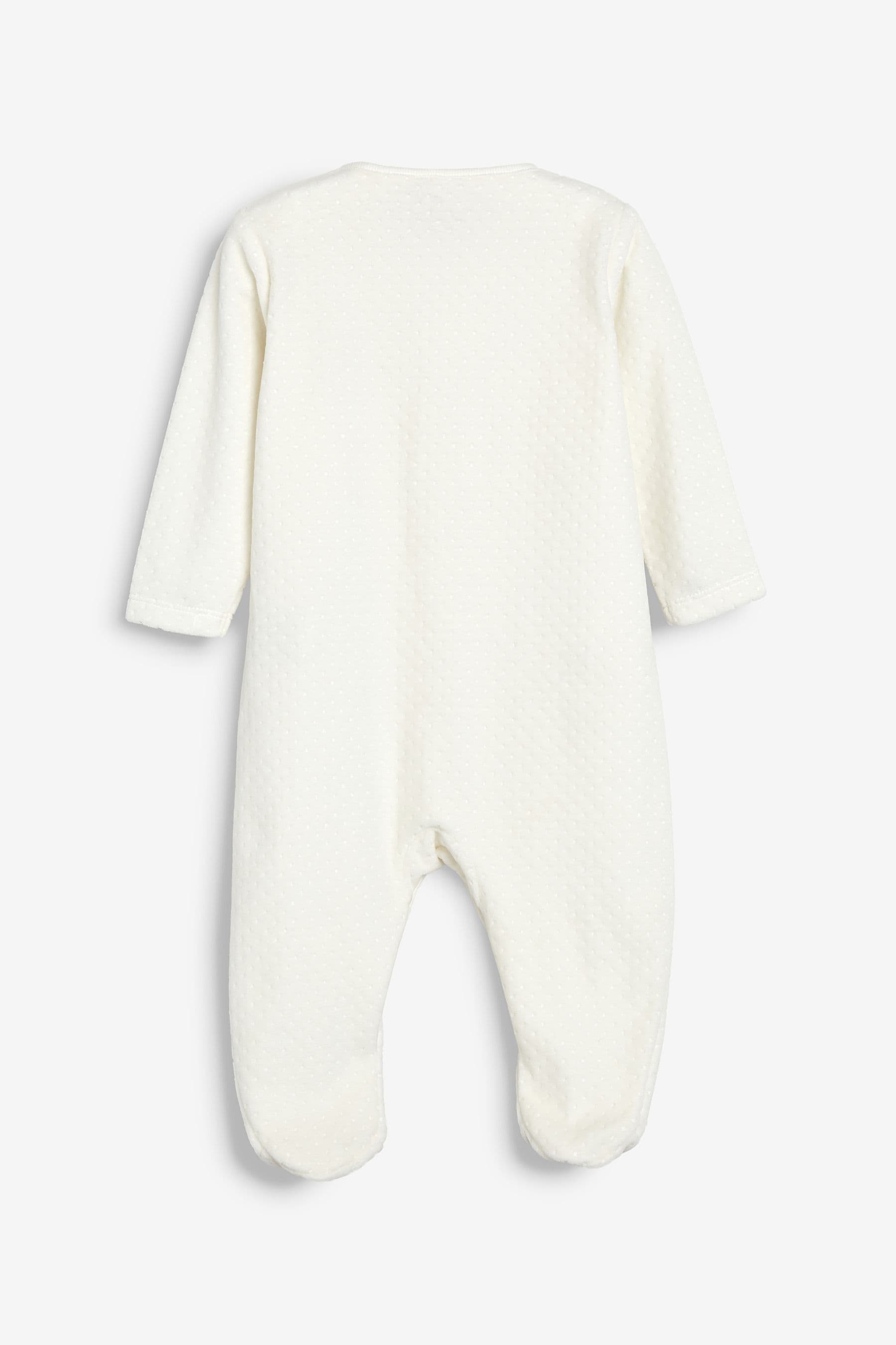 White Giraffe Embroidered Velour Baby Sleepsuit (0-12mths)